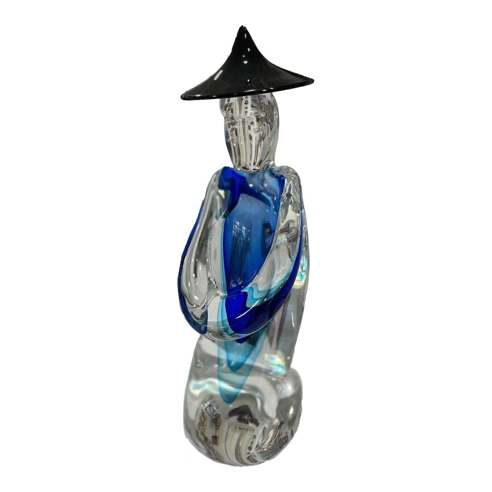 Giant Murano Glass Chinese Figurine In Sommerso