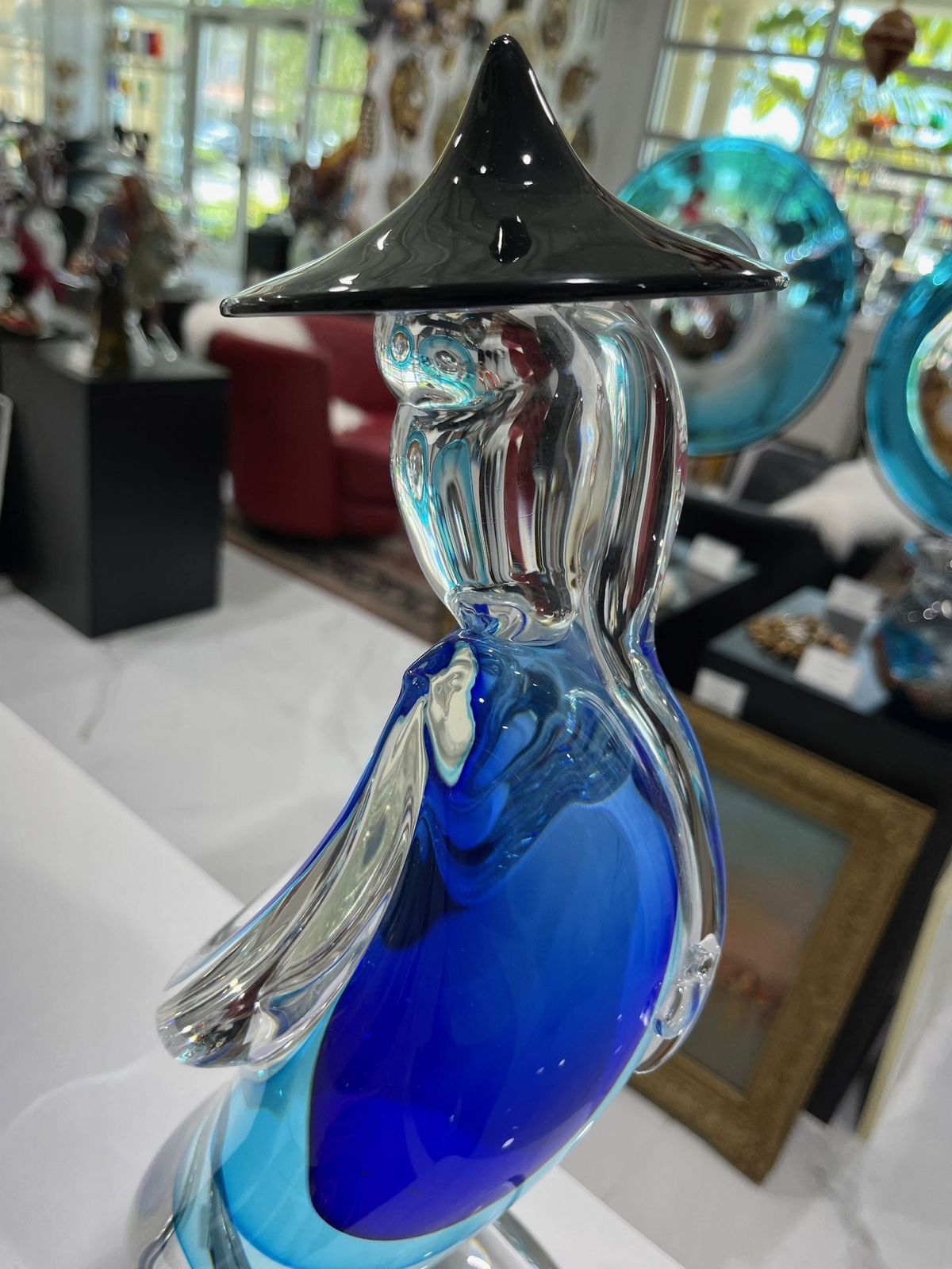 Giant Murano Glass Chinese Figurine In Sommerso photo vinterior