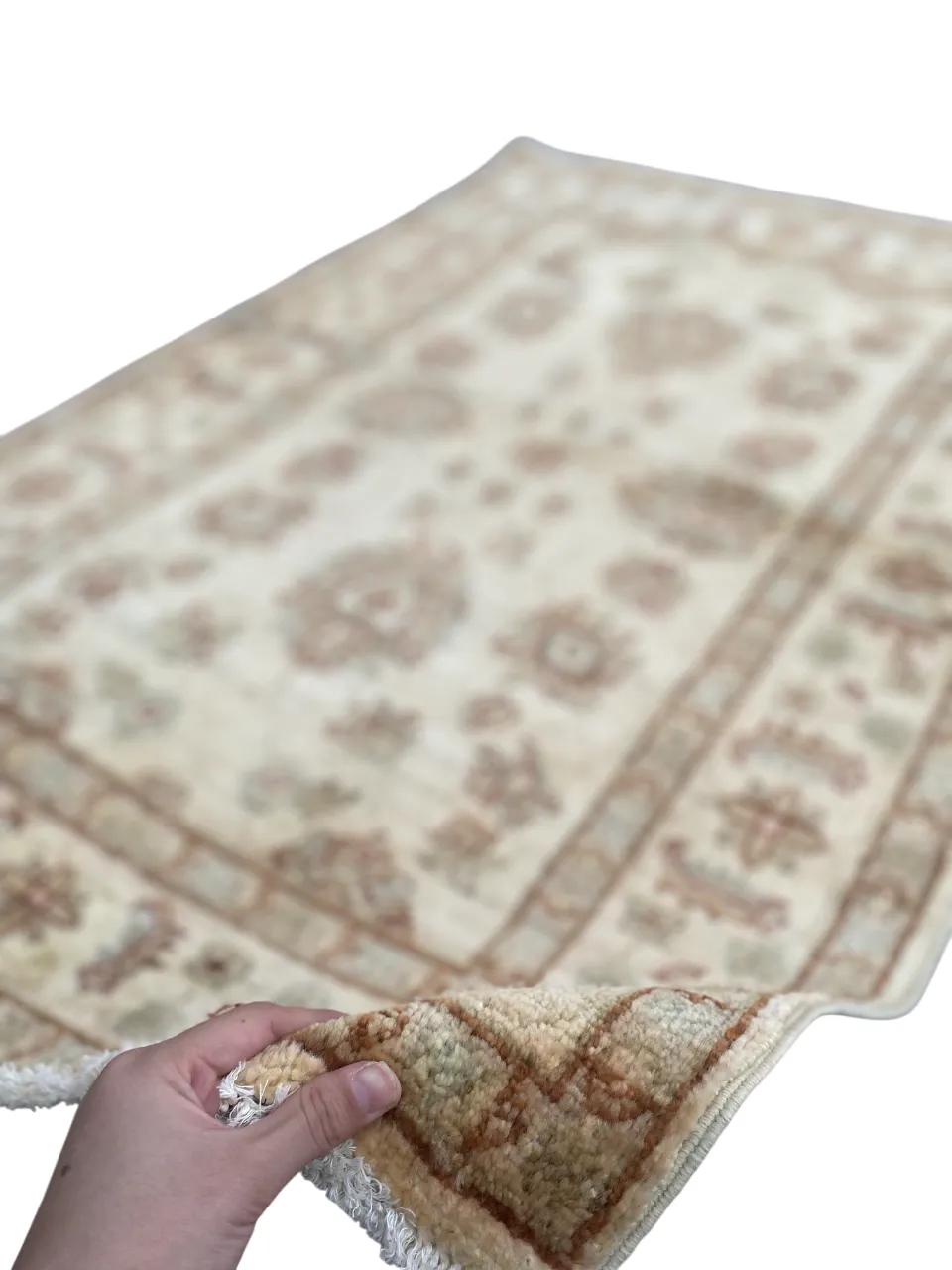 3x4 Oriental Hand Knotted Indian Agra Ivory Rug photo Textiles
