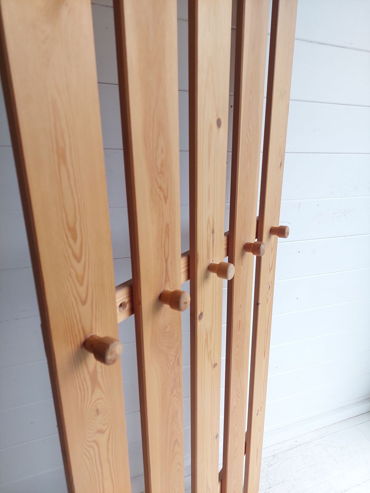 photo for sale Mid Century Scandinavian Pine Coat Rack Slatted Wall Panel Tilja,  Karin Mobring Ikea, 1970s