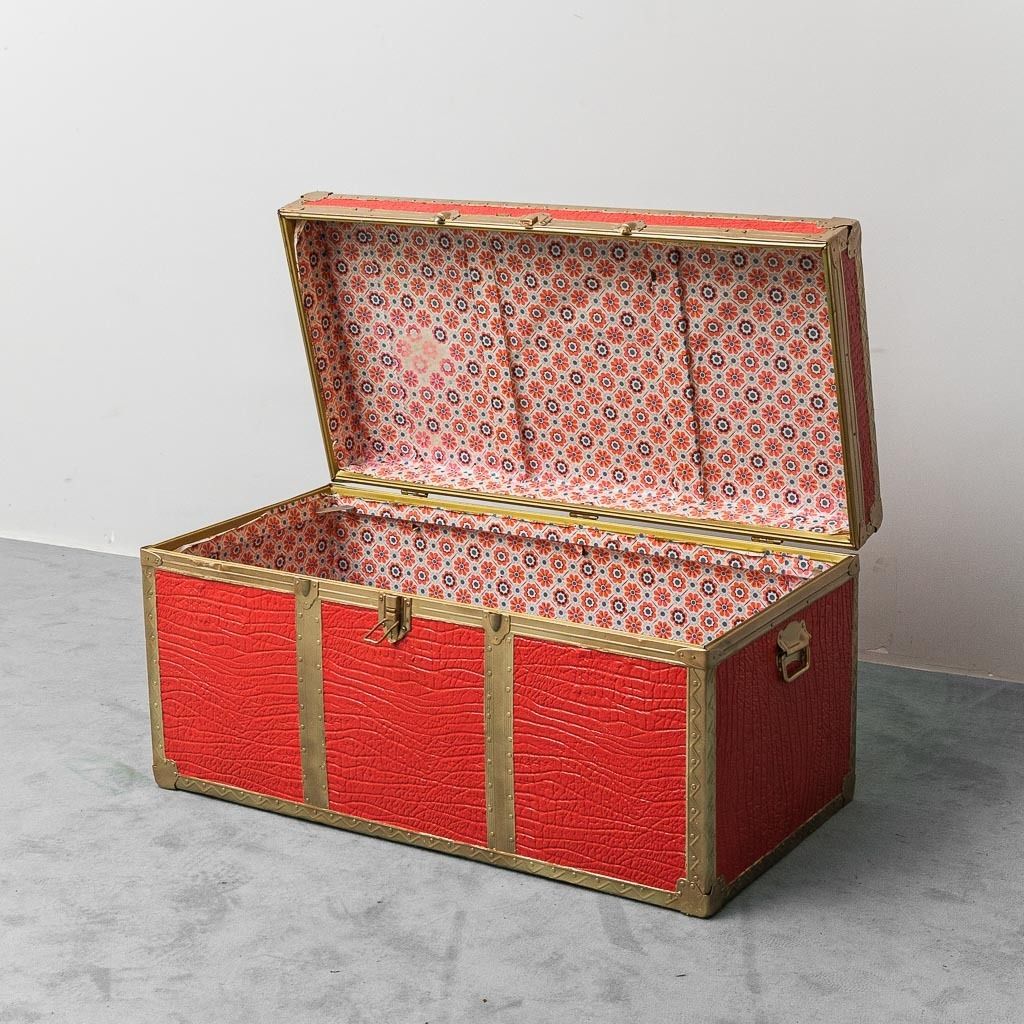 Vintage Metal Case With Red Leather Covering From The 1950s photo buy