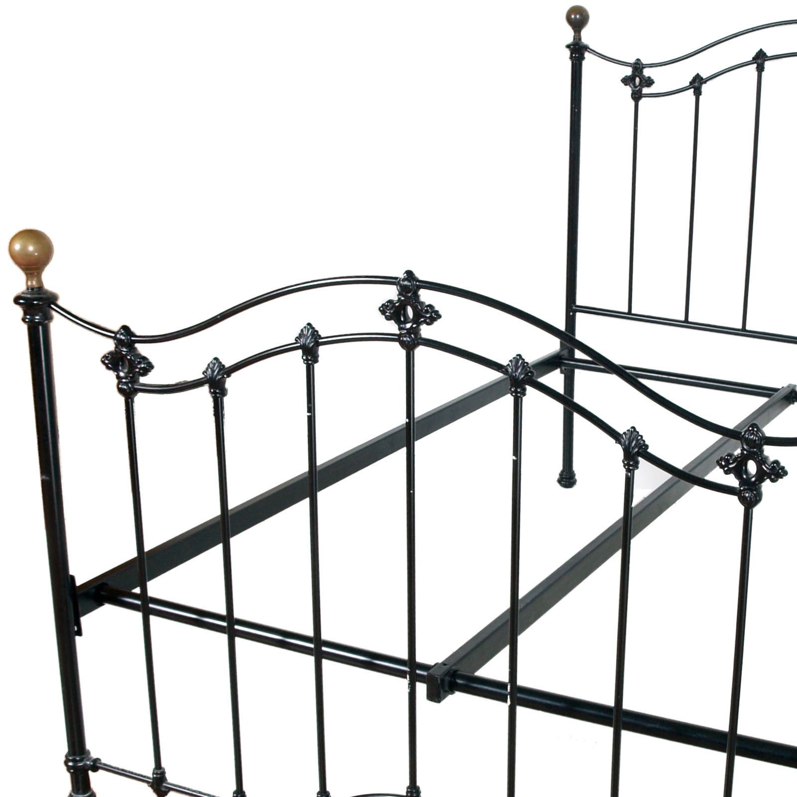 Italian Mid 20th Century Iron And Cast Iron Enamelled Bed, Golden Brass Parts photo buy