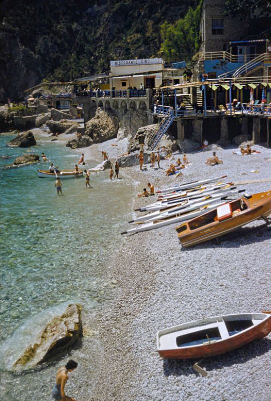 Toni Frissell 'A Beach In Capri' Archival Pigment Print Framed In Brown