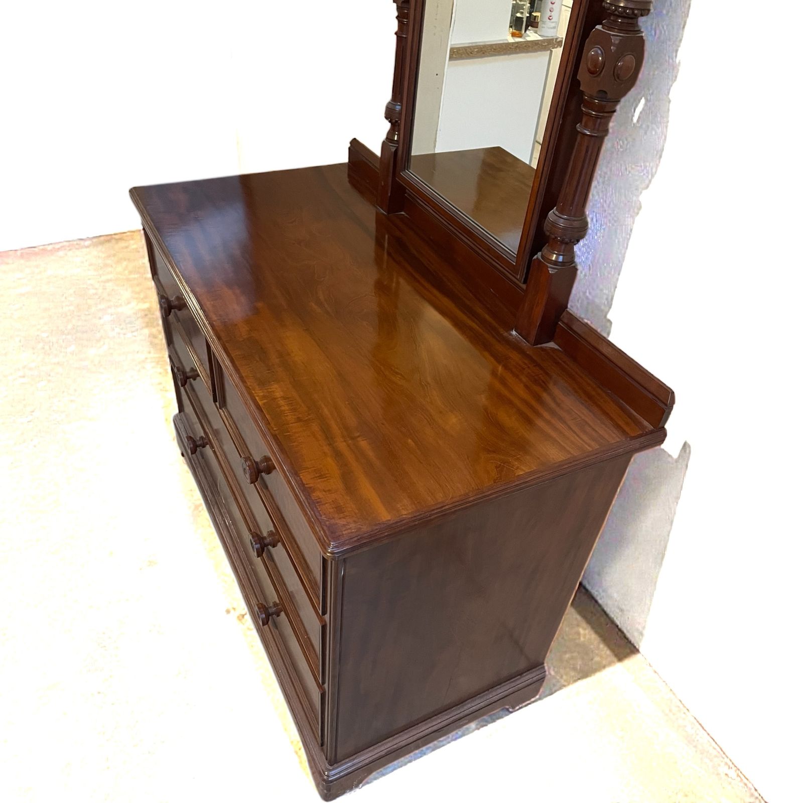 Restored Victorian Chest Of Drawers Dresser With Mirror Gillows 1880s photo for sale