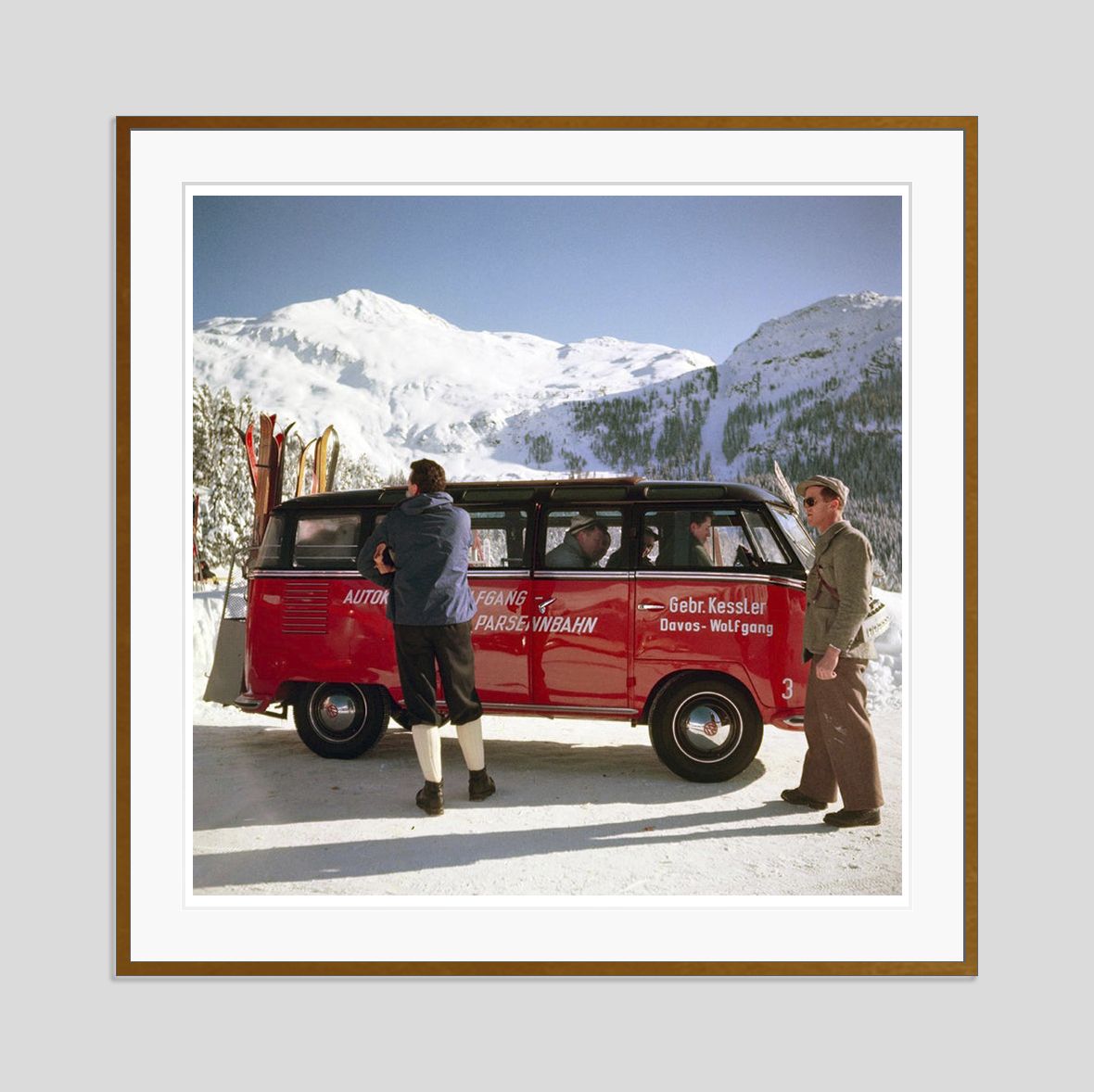 Toni Frissell 'Ski Bus' Archival Pigment Print Framed In Brown photo furniture