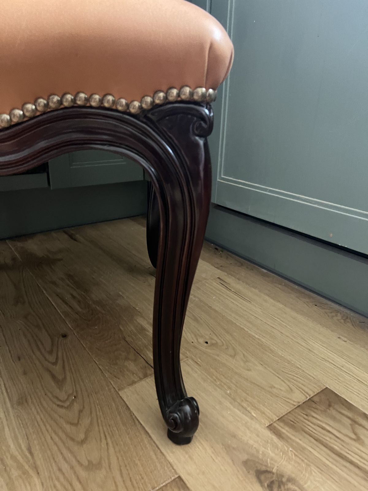 Pair Of Solid Carved Mahogany Noble Estate Dining Chair, In Beige And Light Tan photo 2000.0