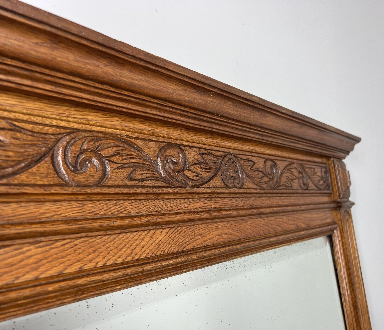 Antique French Style Carved Wall Mirror Oak Ornate Wall Frame photo buy