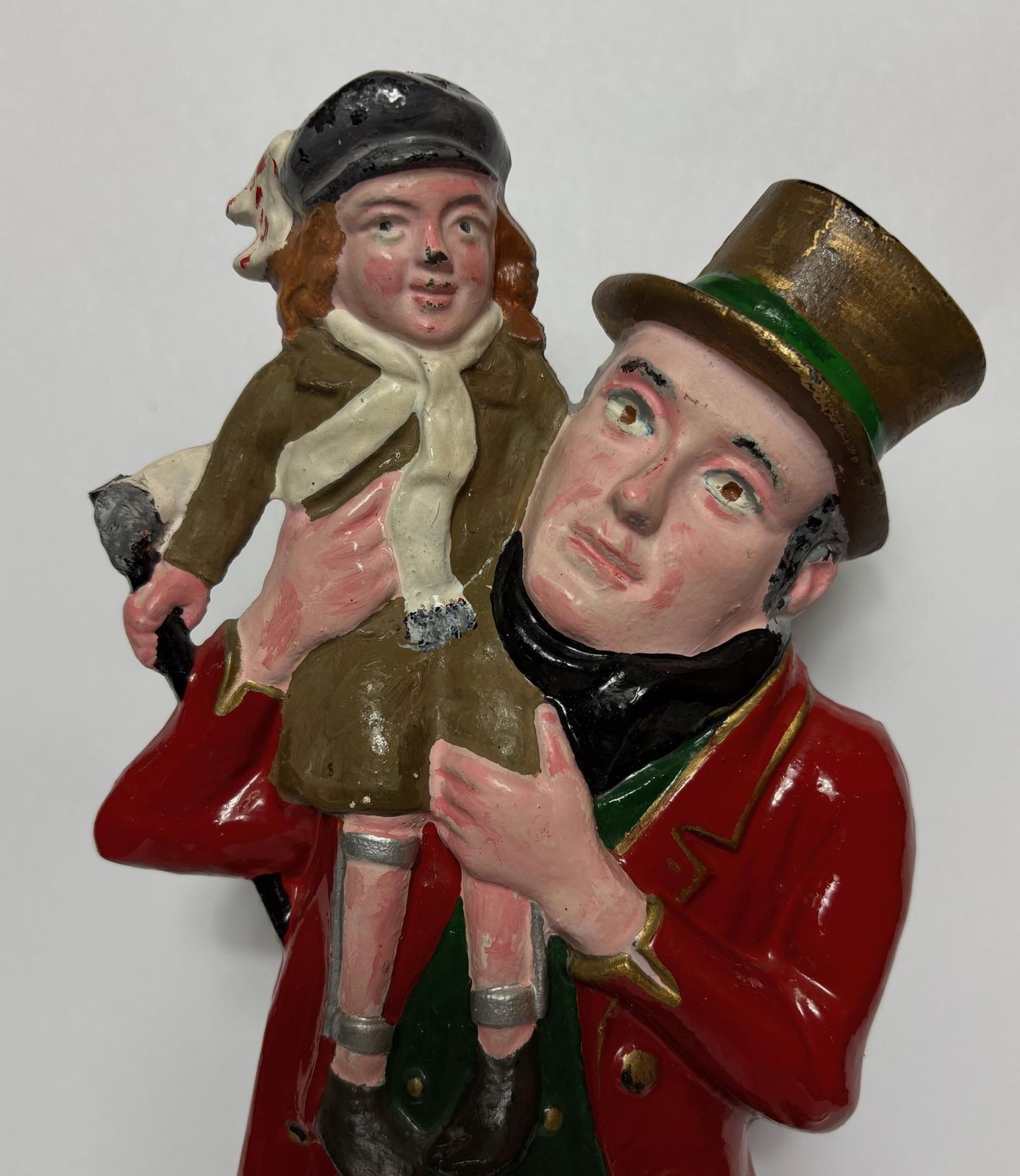 Early 20th‑Century Cast‑Iron Doorstop Of Bob Cratchit & Tiny Tim From Dickens’ A Christmas Carol. photo for sale