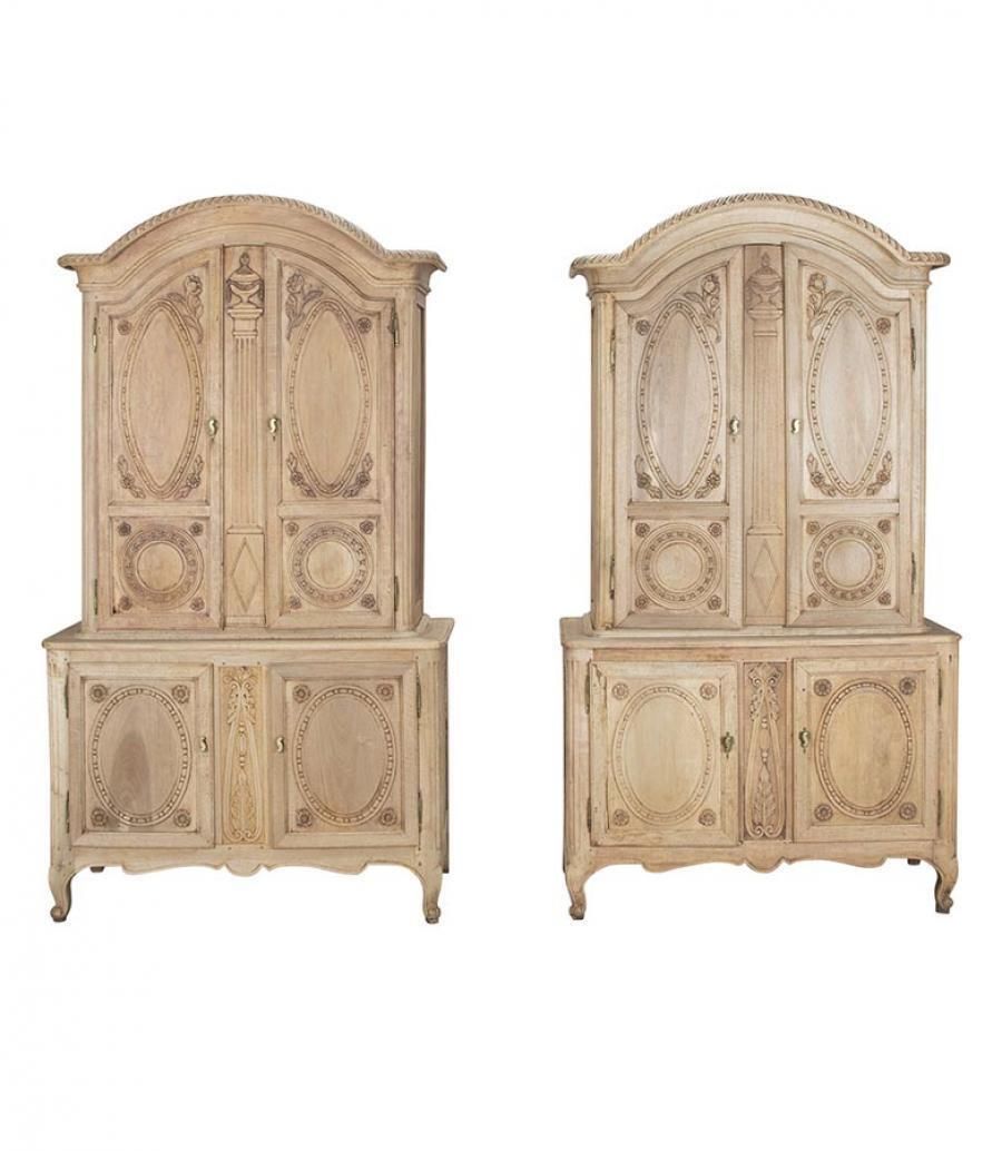 Pair Of Large Late 19th Century French Bleached Cabinets