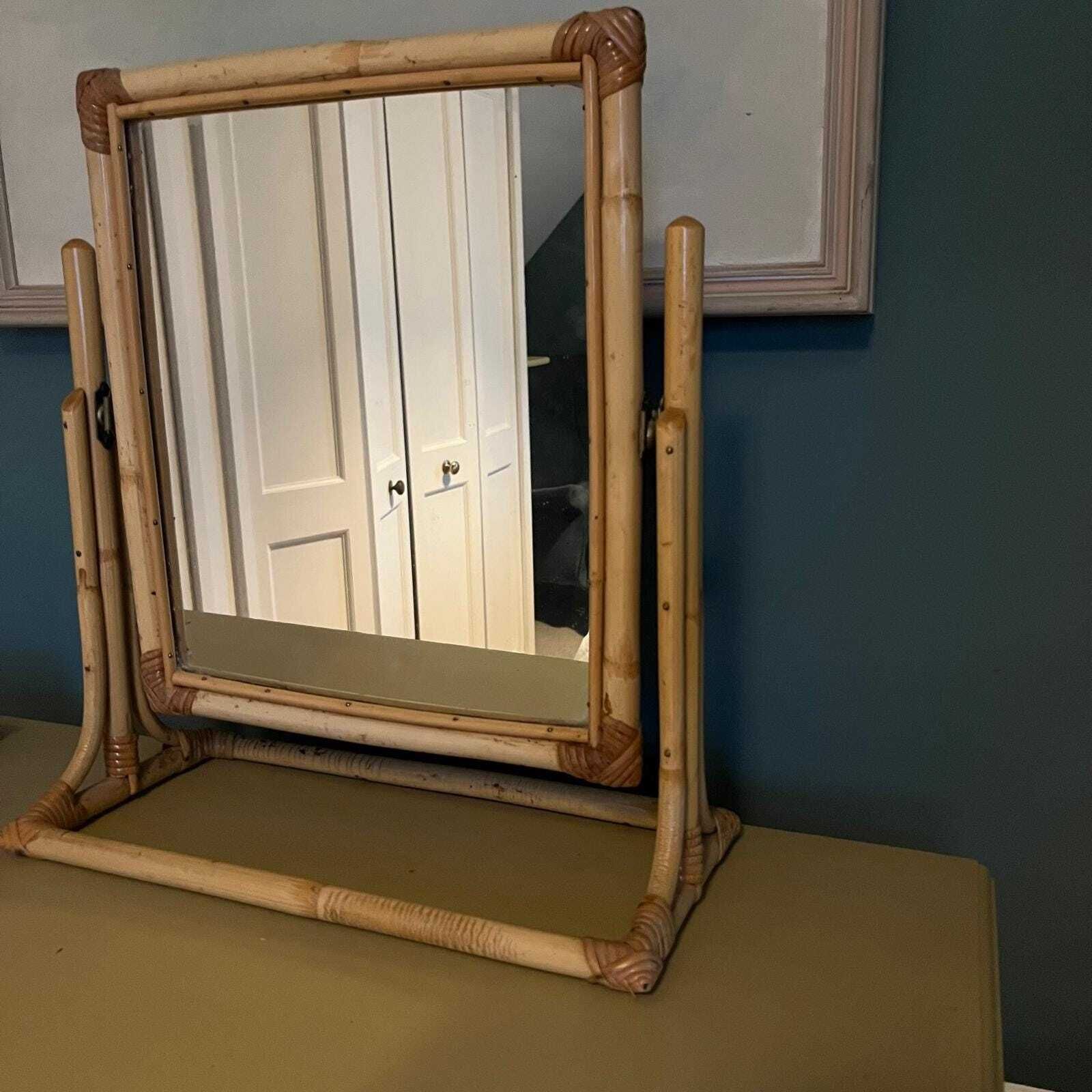 Vintage Angraves Bamboo Framed Mirror On Stand photo Home Decor