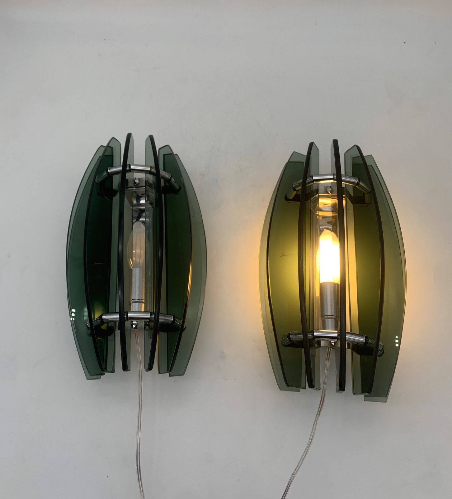 Pair Of Wall Lamps, Veca Appliques Made In Italy 1970