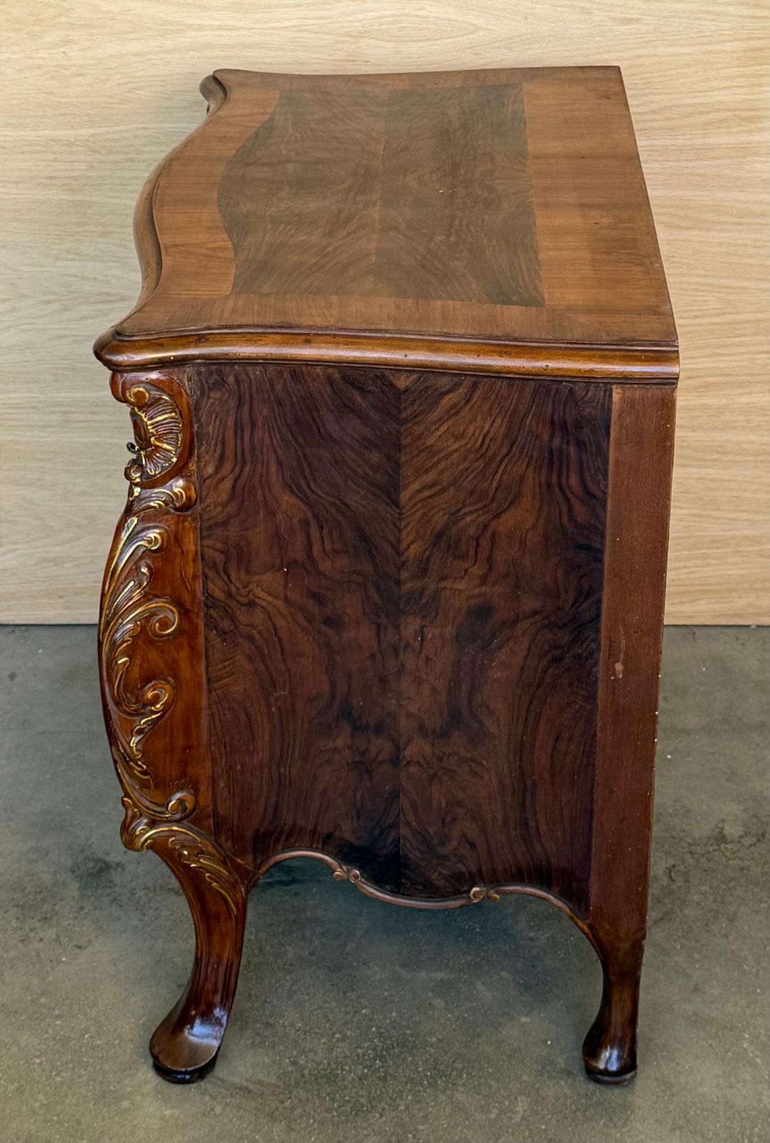 Carved French Nightstands Or Commodes With Doors Burl Walnut, 1930s, Set Of 2 photo buy