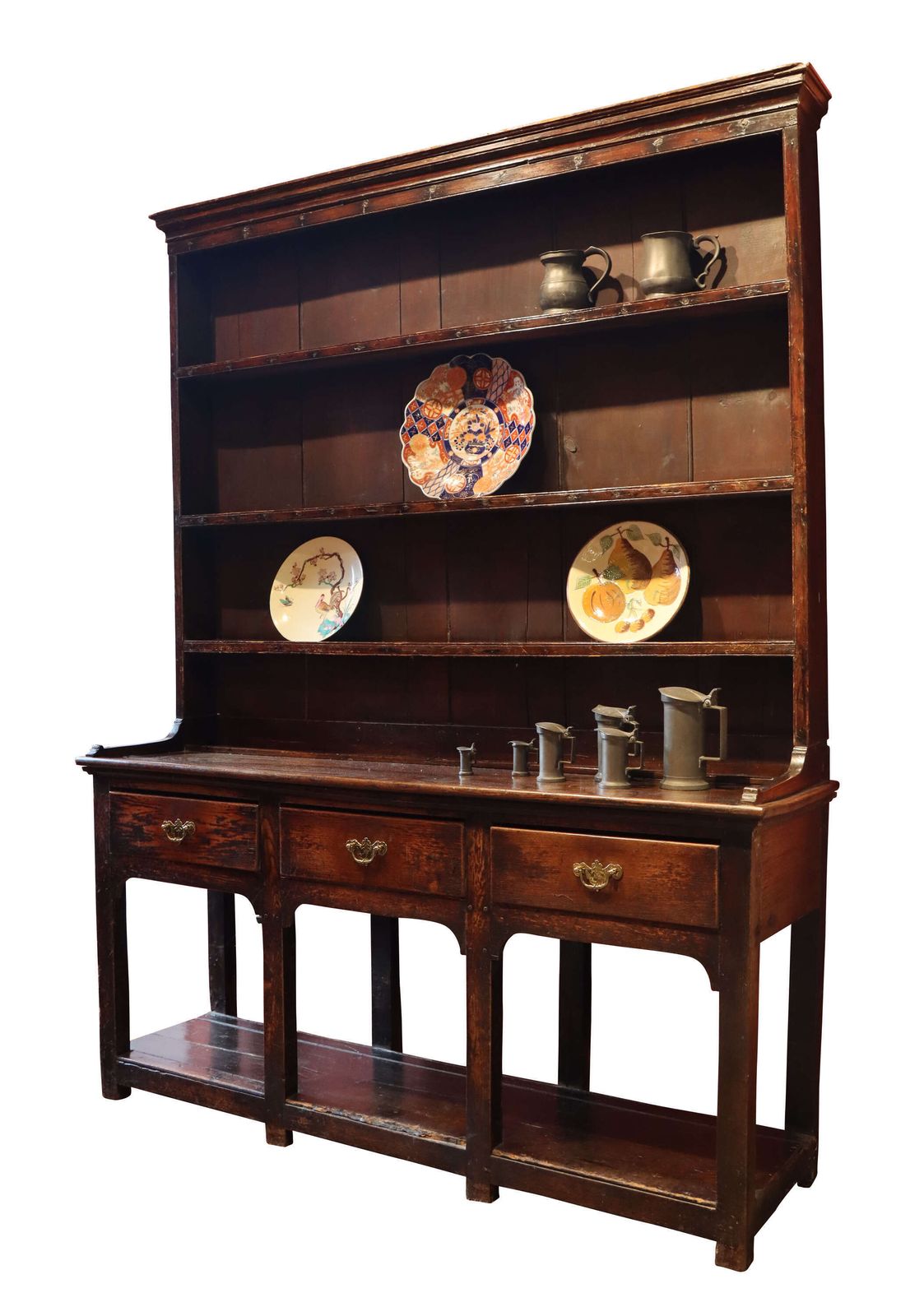 A Fine 18th Century Oak Pot Board Welsh Dresser, Retaining Its Original Rack photo Furniture