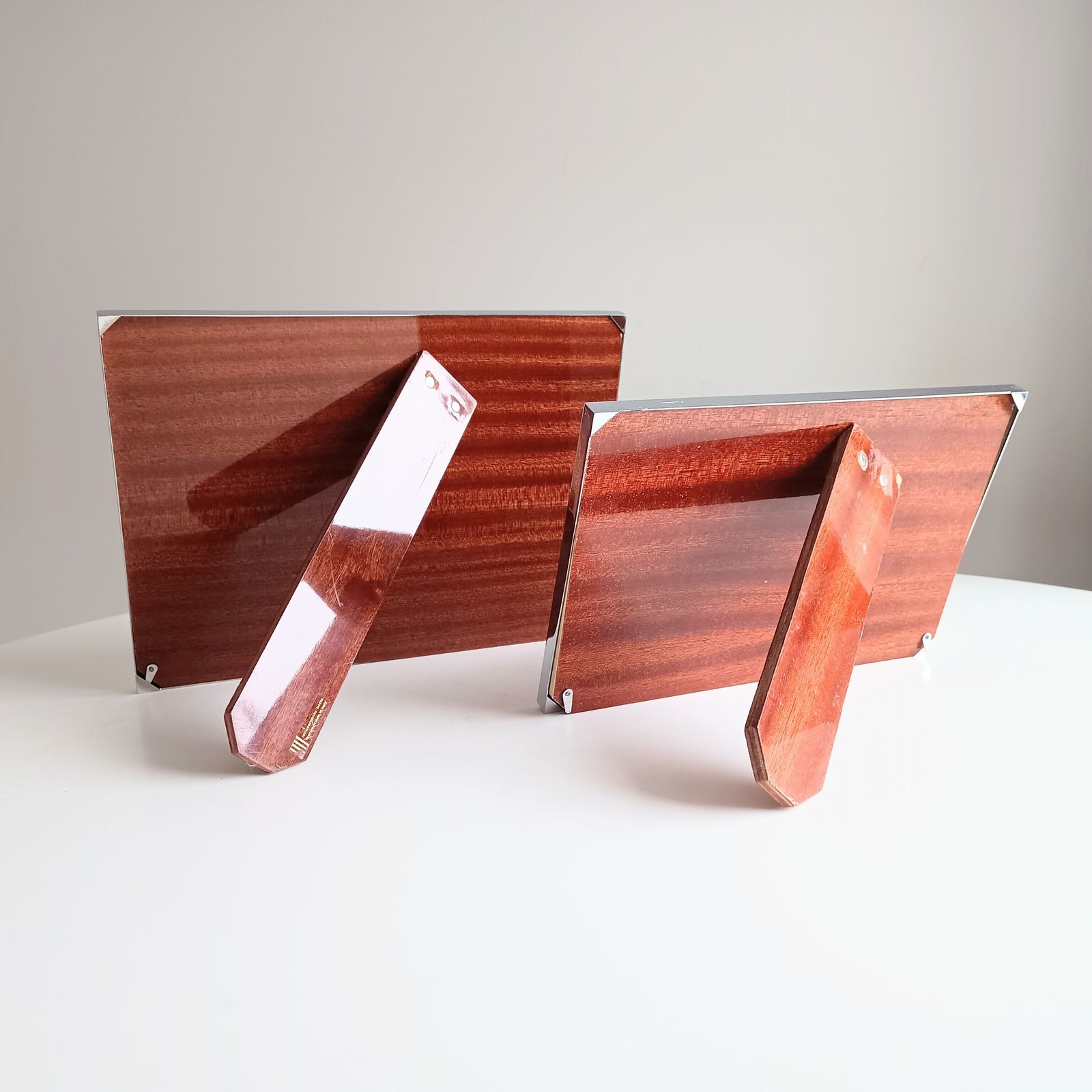 photo buy Set Of 2 Midcentury Modern Vintage Felice Antonio Botta Tabletop Frames, Chrome & Wood Back