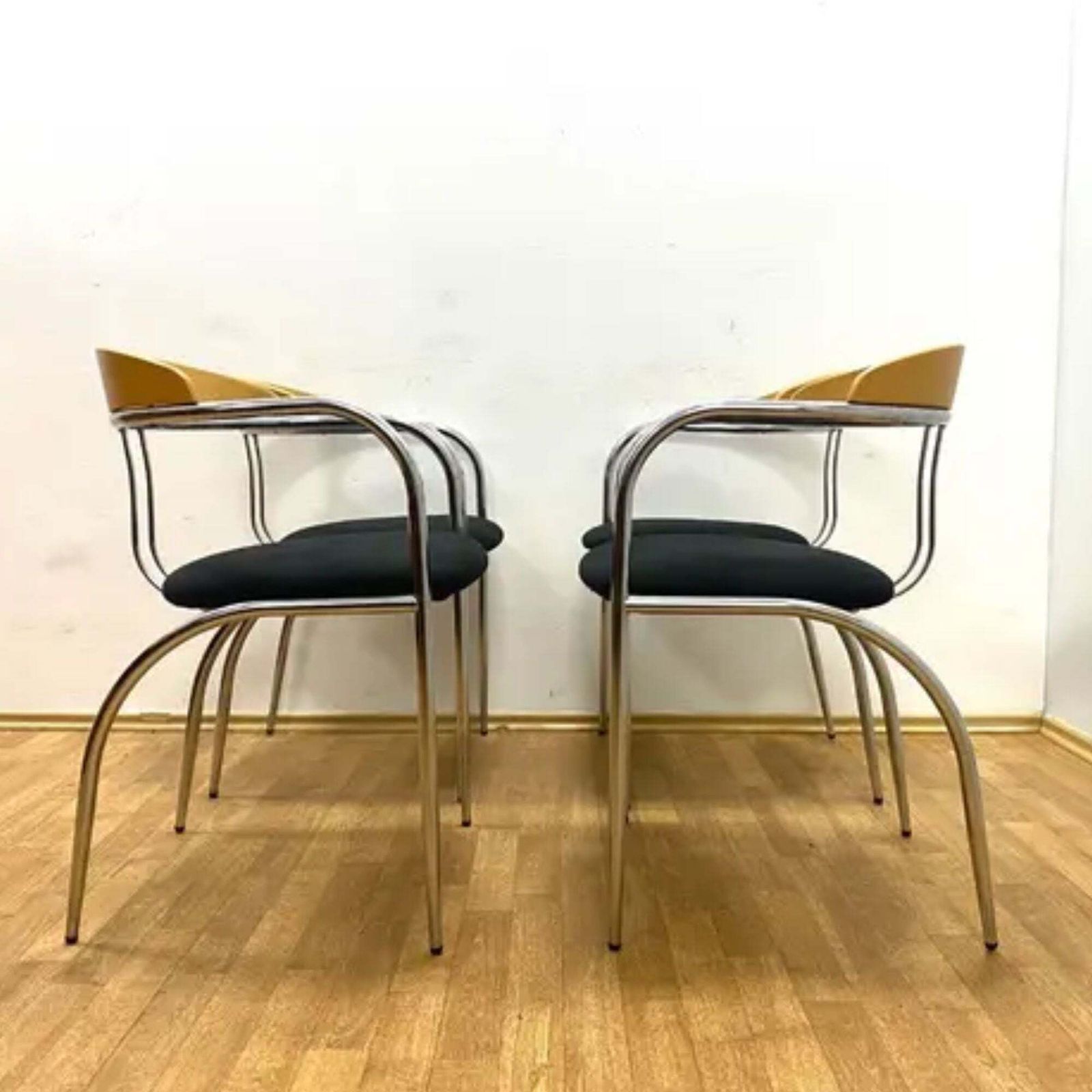 Retro Eettafelset, Chromen Buisframe, Jaren 1980 photo furniture