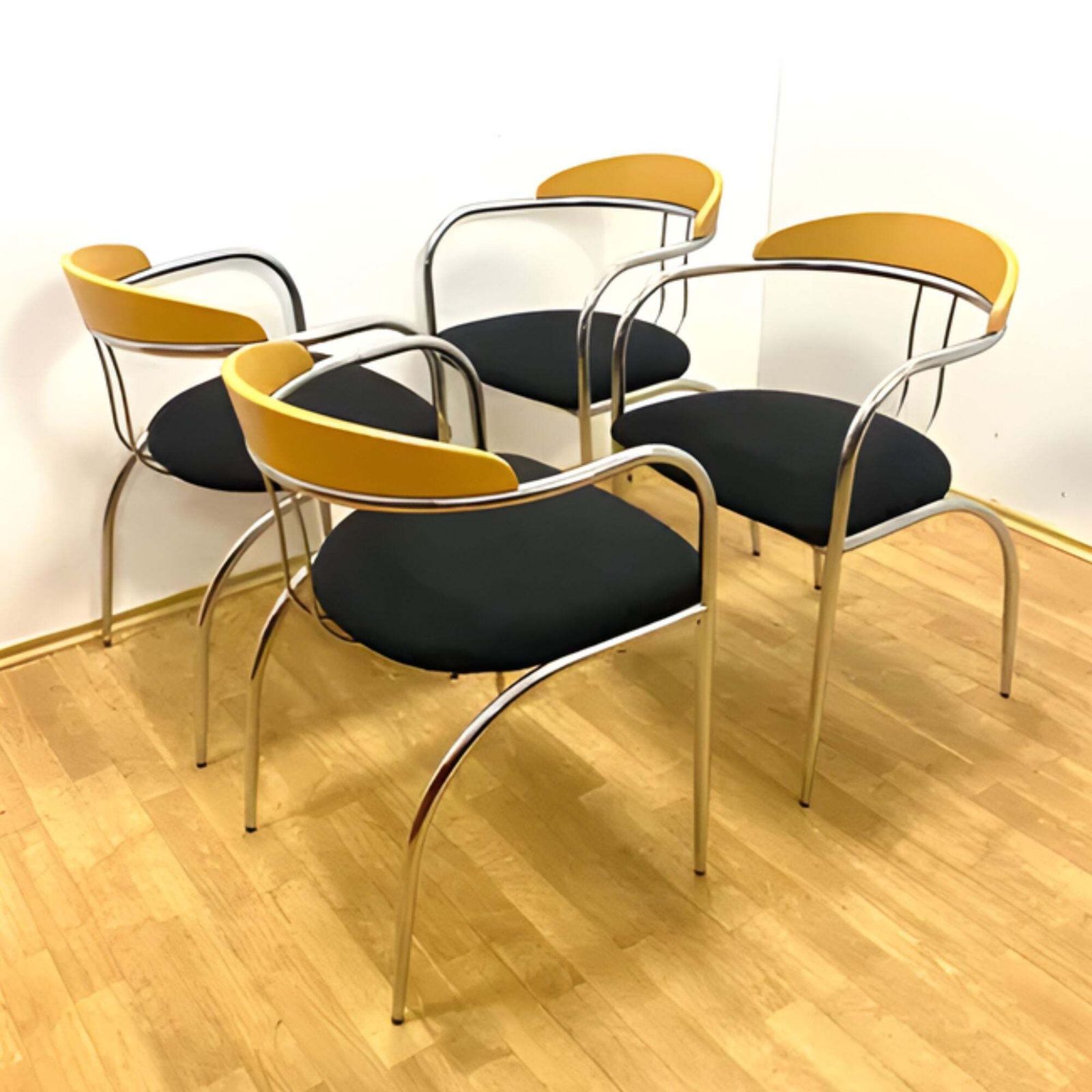 Retro Dining Set, Chrome Tube Frame, 1980s photo Furniture