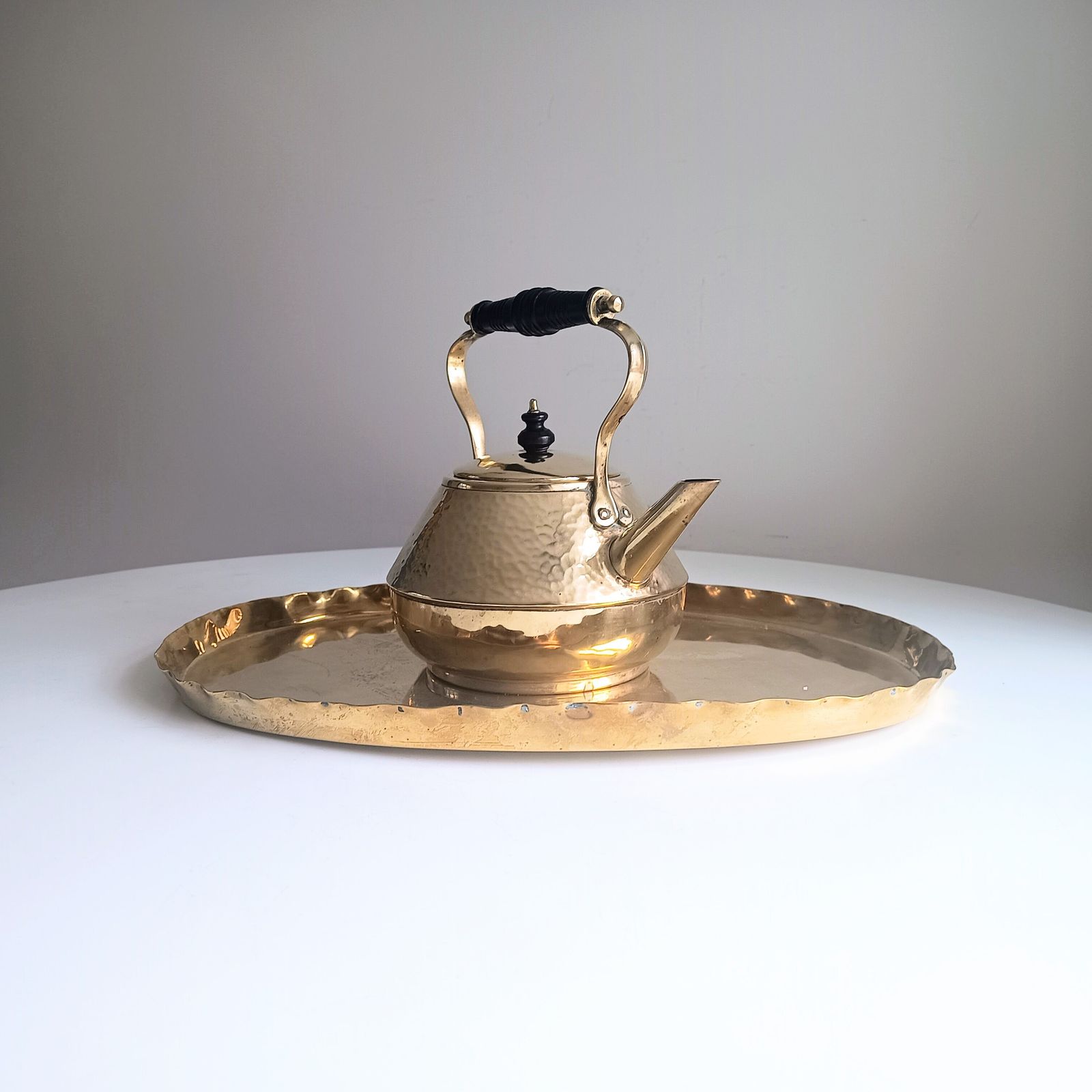 Arts & Crafts Hand Hammered Tea Pot Kettle, Riveted Heart Shaped Accents, Henry Loveridge Signed photo Home Decor
