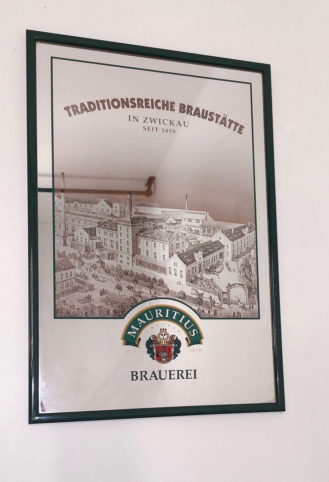 Brewery Sign/ Advertising Mirror Mauritius Brewery Zwickau photo for sale