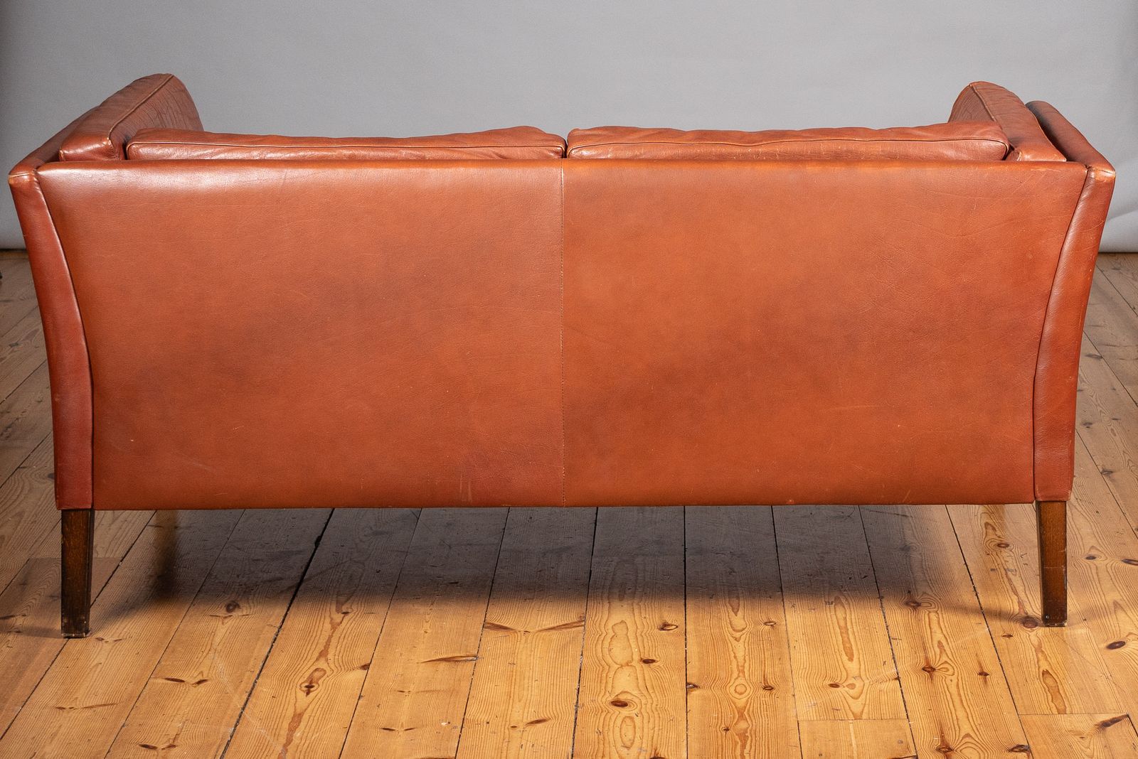 Mid Century Danish Brown Leather Two Seater Sofa In The Style Of Borge Mogensen photo Furniture