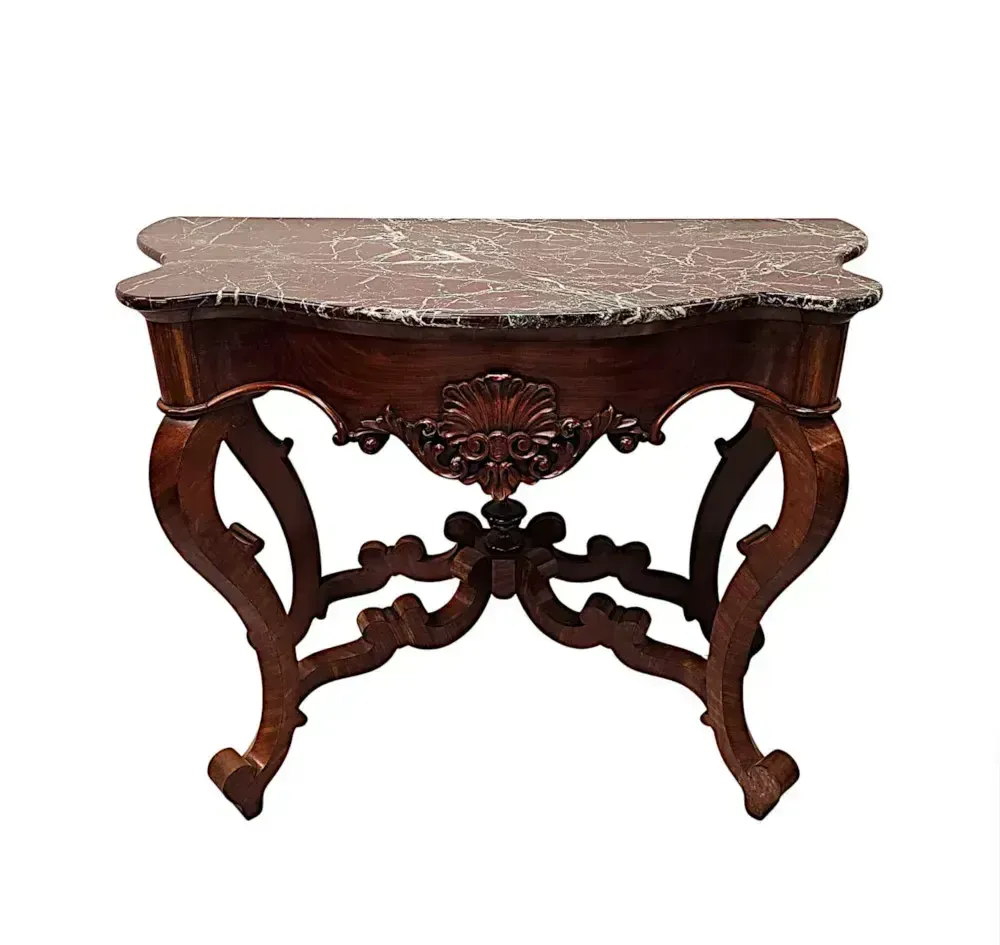 A Rare And Fine Pair Of 19th Century Mahogany Marble Top Console Tables photo for sale