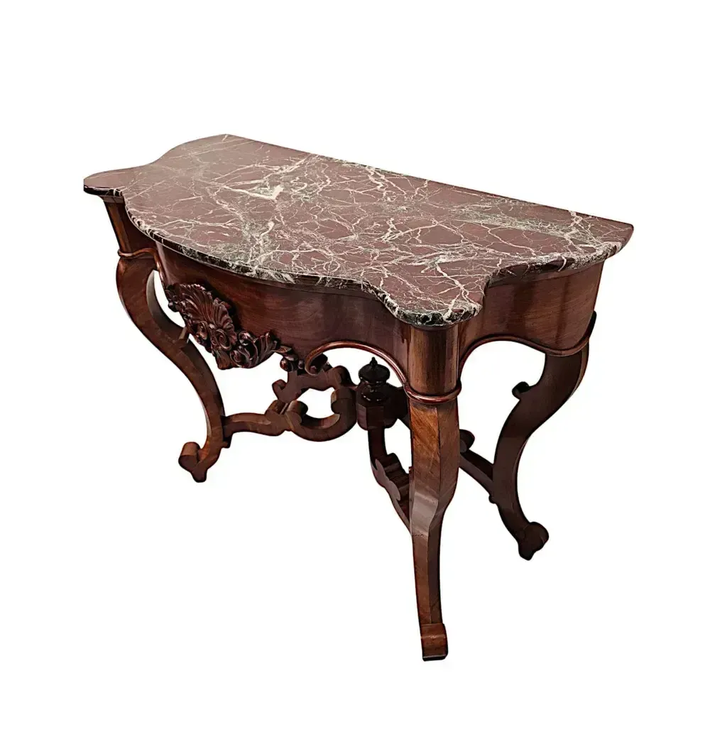 A Rare And Fine Pair Of 19th Century Mahogany Marble Top Console Tables photo Furniture