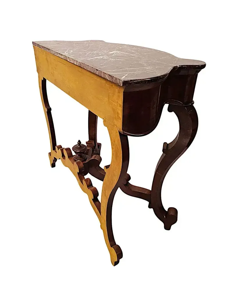 Furniture A Rare And Fine Pair Of 19th Century Mahogany Marble Top Console Tables photo