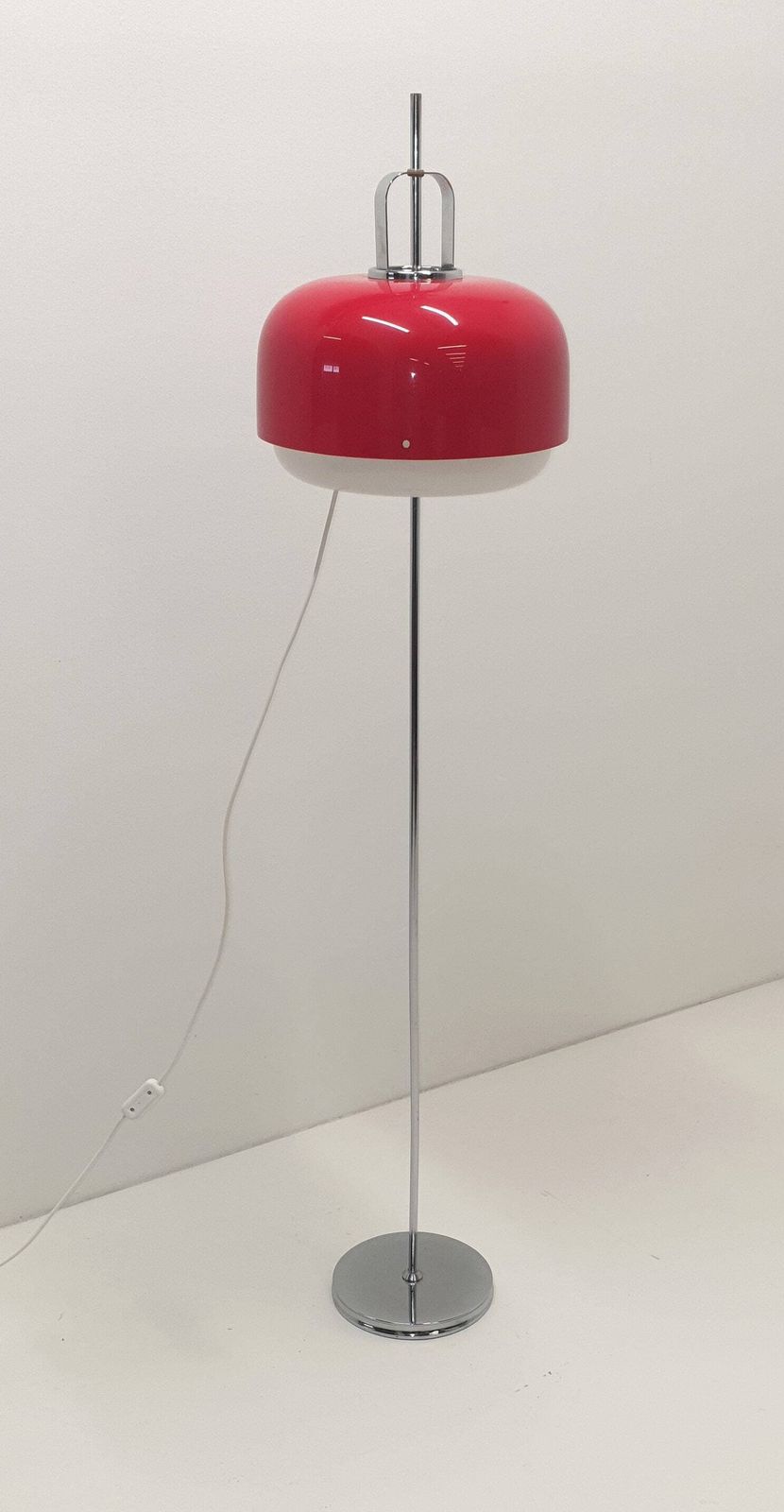 Meblo Guzzini Floor Lamp In Red And White / Rare Find / Vintage 60s 70s / Yugoslavia / Italian Design photo for sale