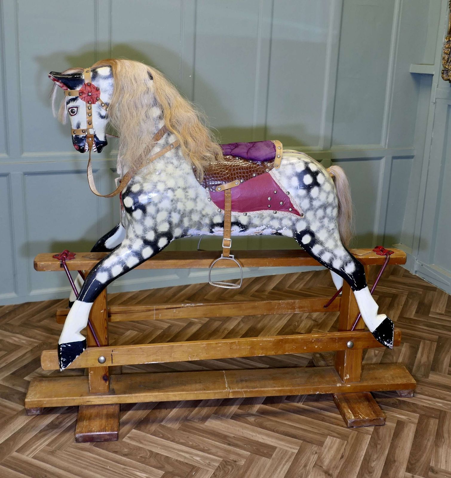 Extra Large Size Collinson Rocking Horse A Handsome Dapple Grey photo furniture