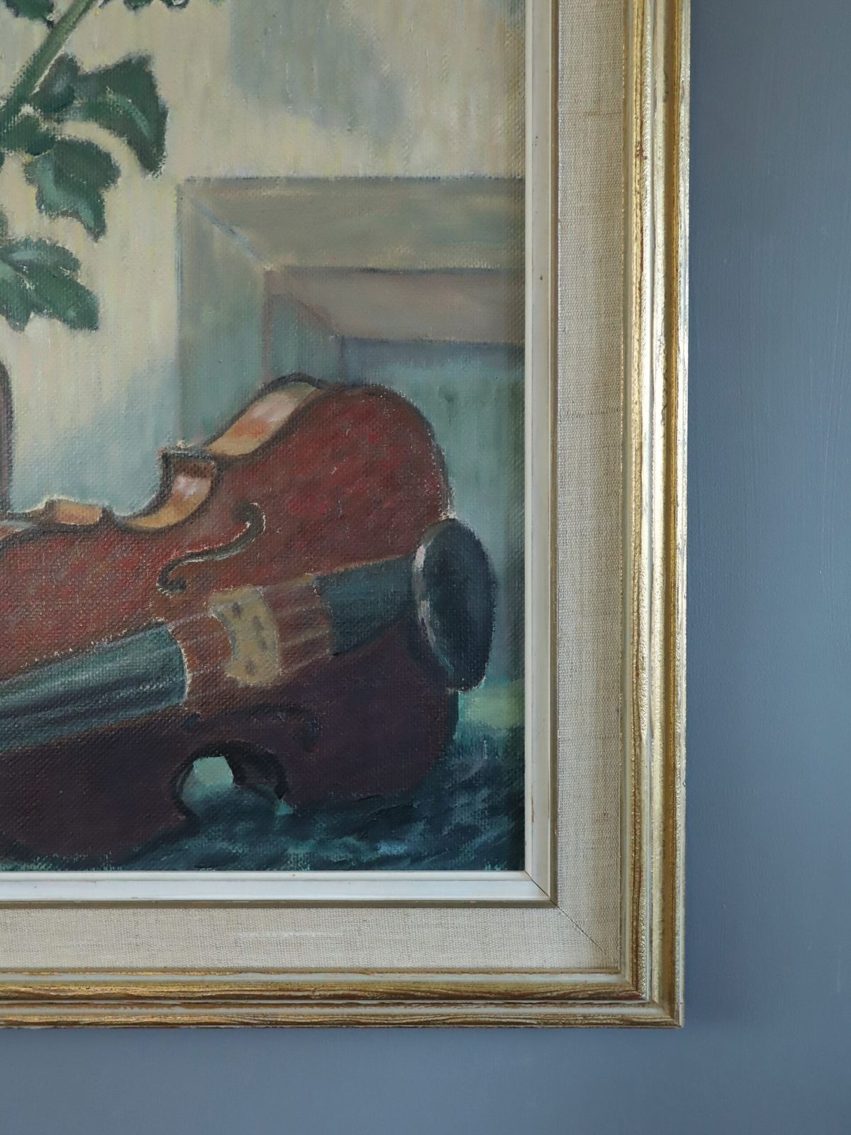 Violin & Flowers Painting, Mid 20th Century photo vinterior