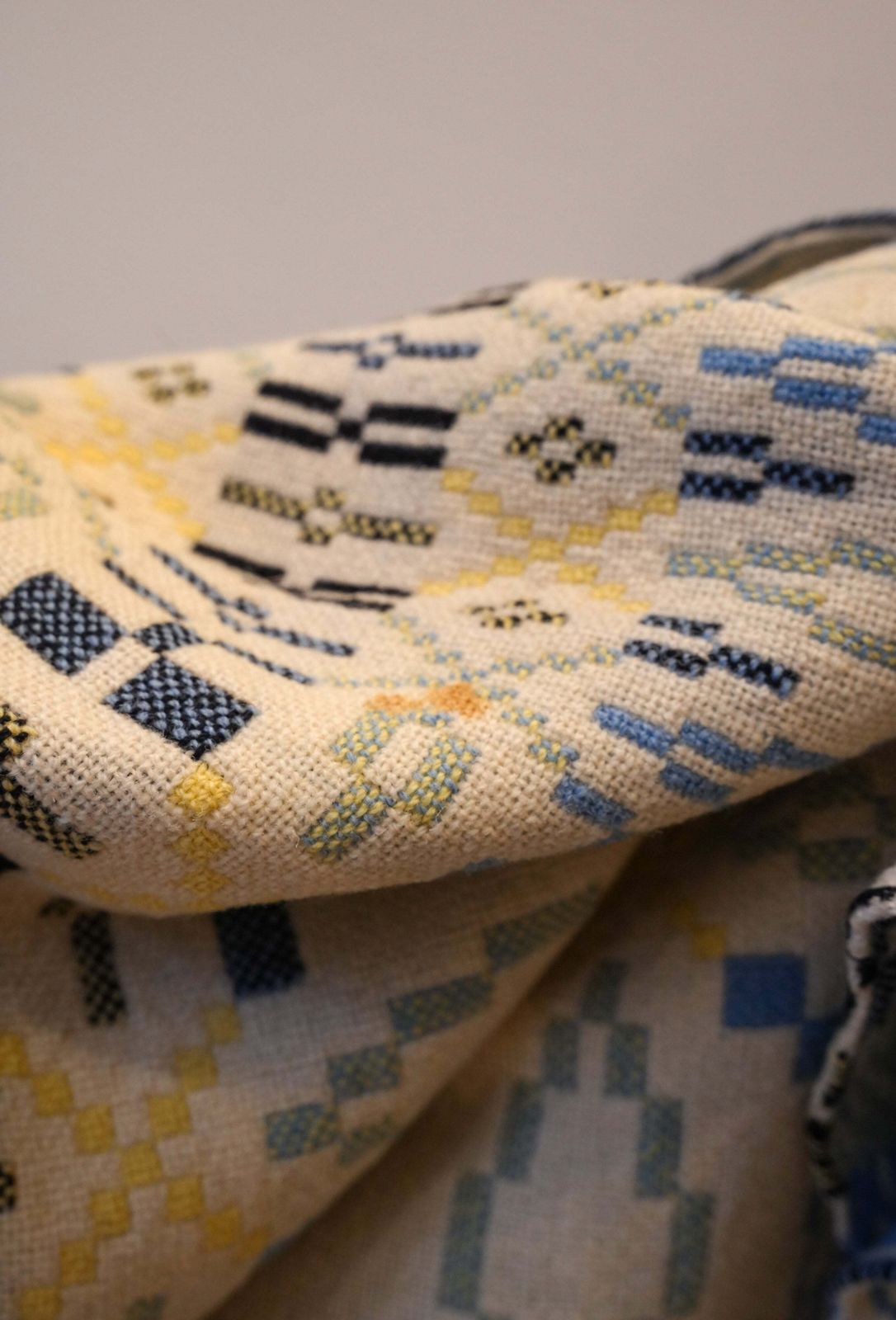 Large Navy & Yellow Derw Mill Welsh Blanket photo 450.0