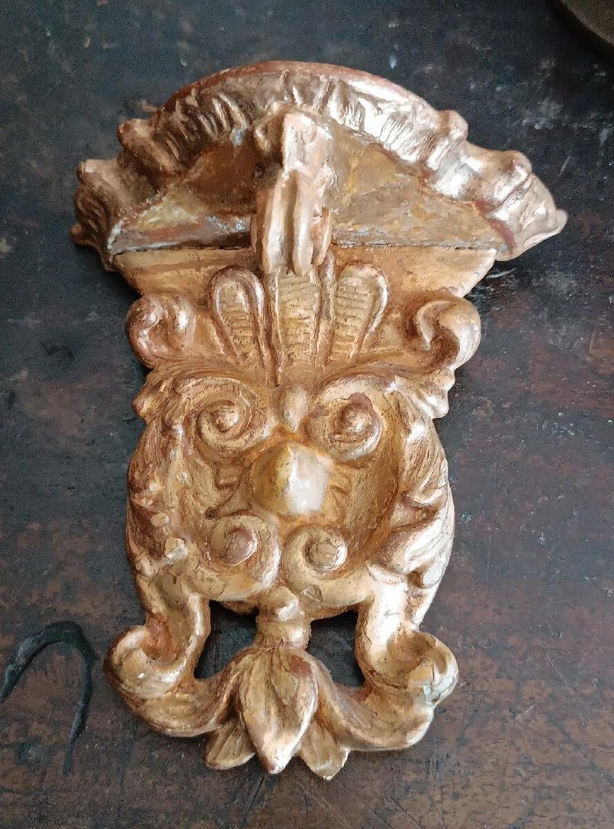 Small Baroque Shelf In Gilded Wood, 18th Century photo furniture