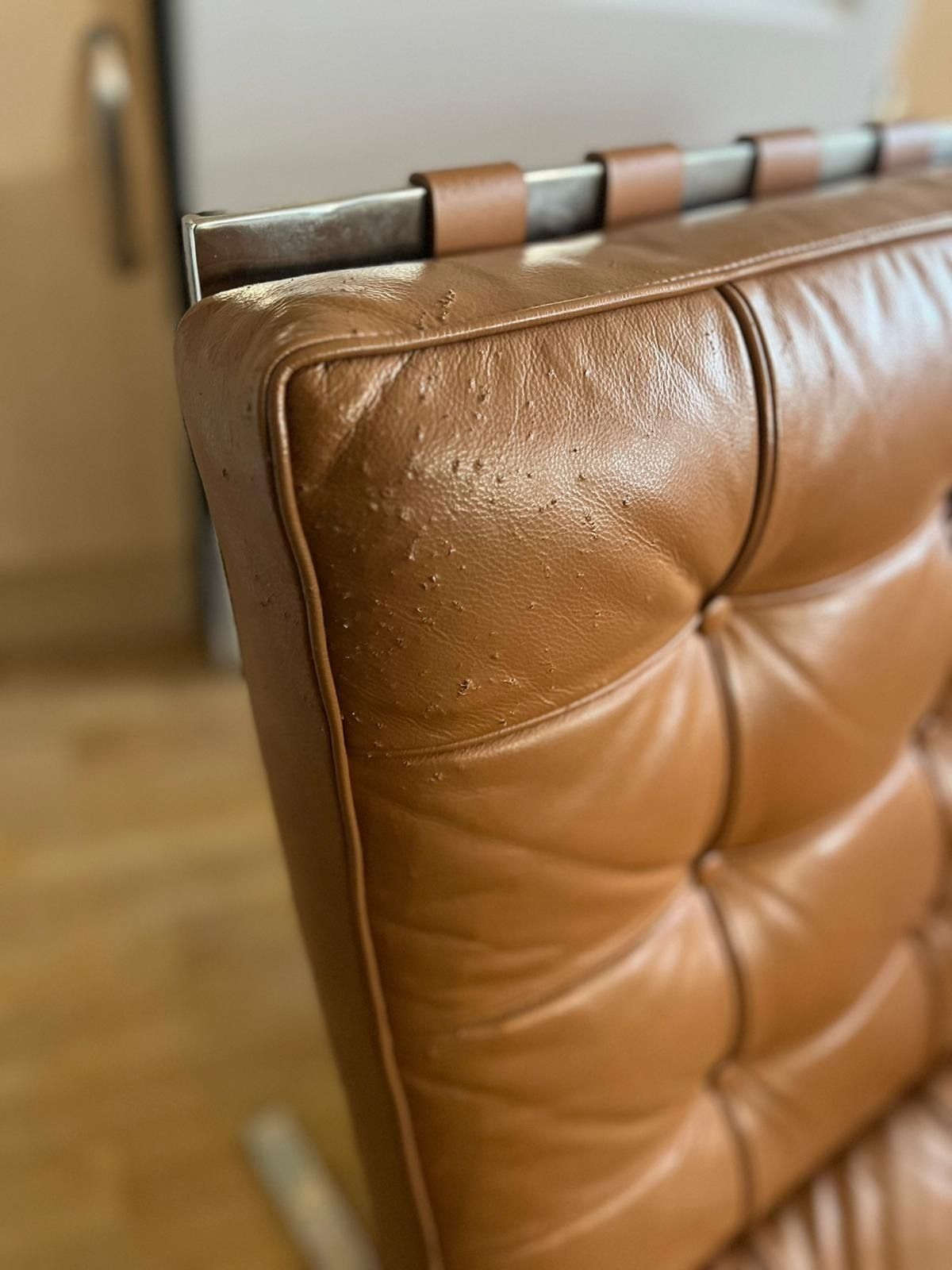 Pair Of Vintage Leather Reproduction Barcelona Chairs photo for sale