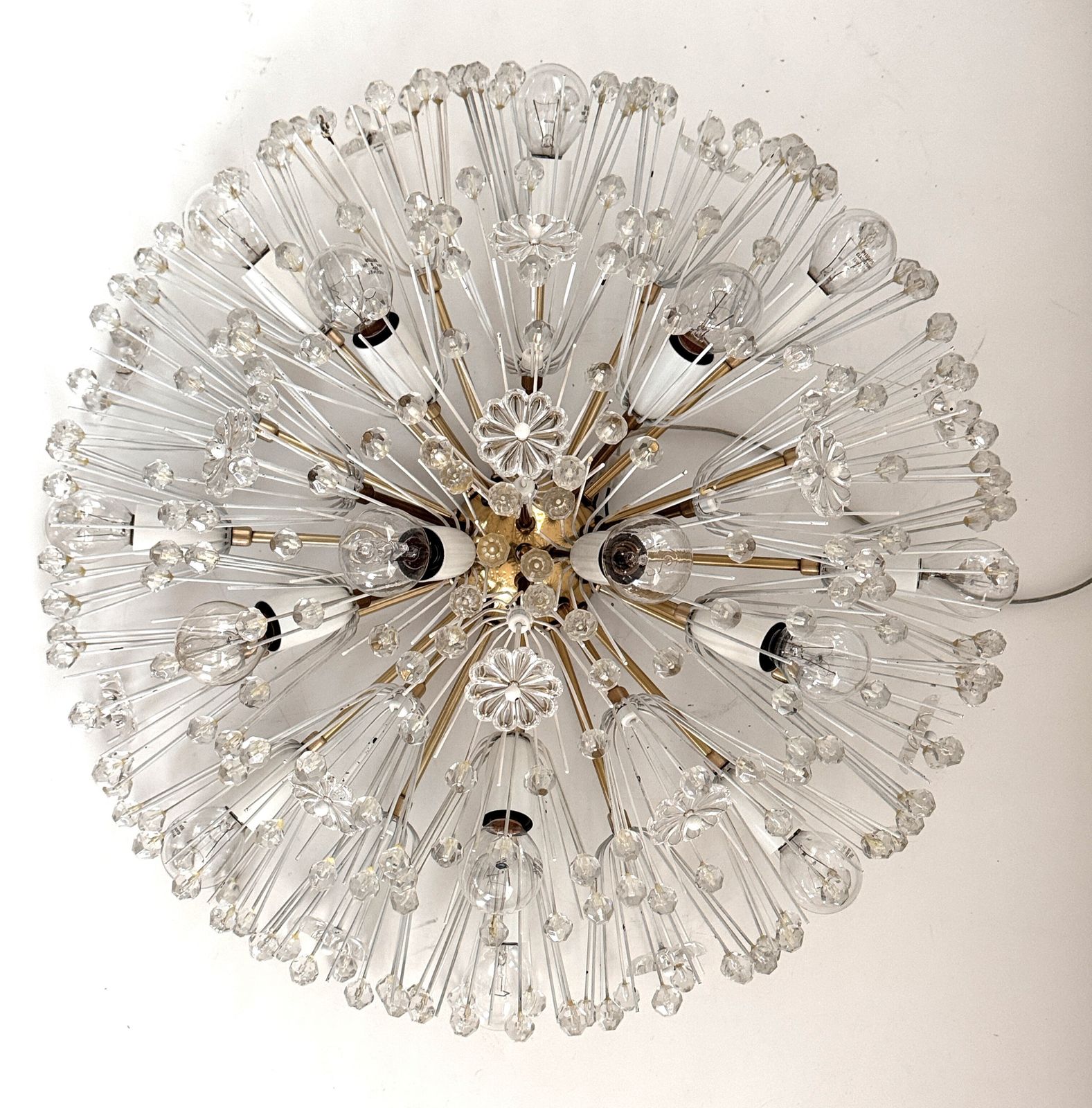Large Emil Stejnar Brass And Glass Sputnik Starburst Flush Mount Light, 70s photo vintage