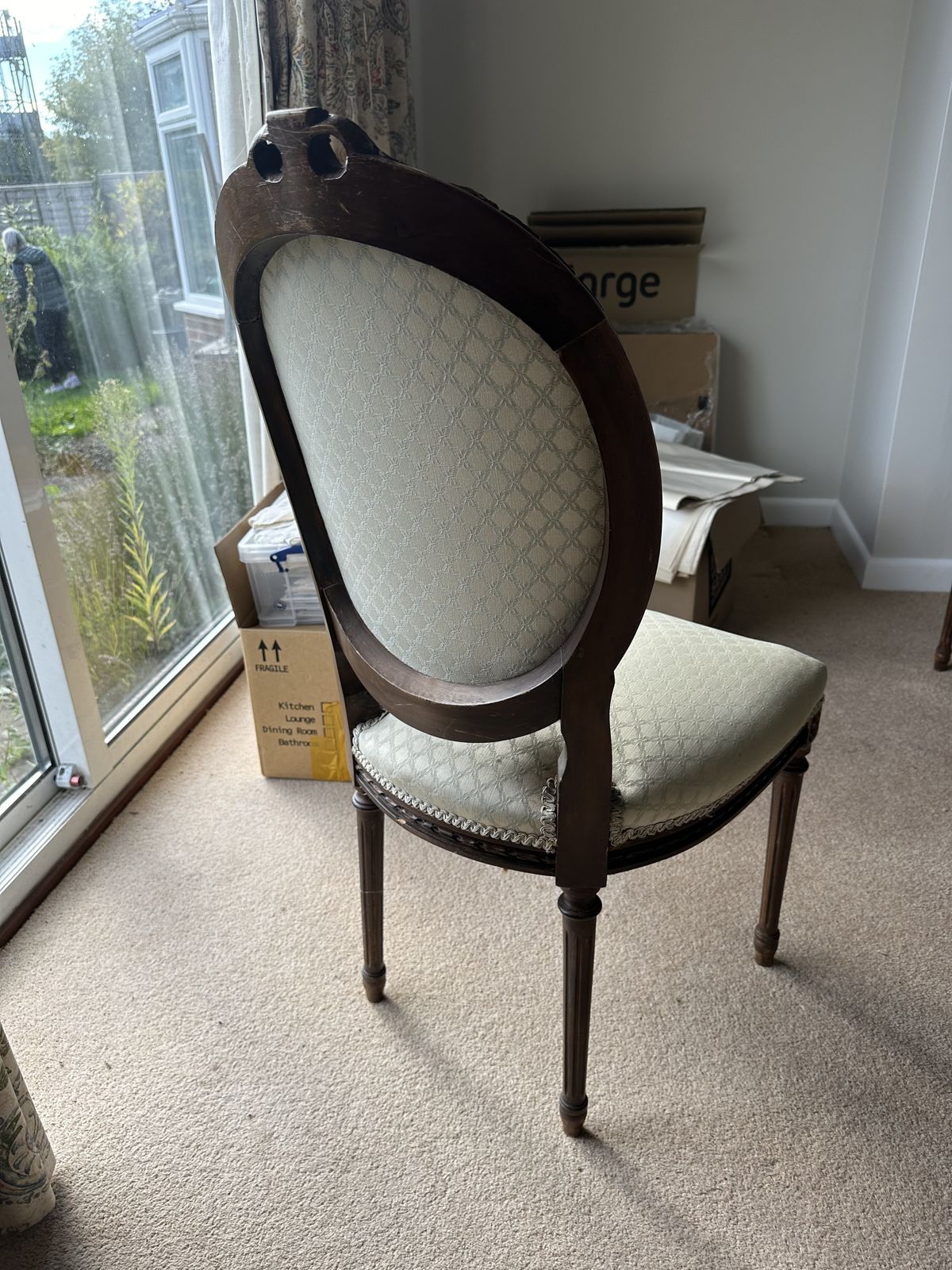 French Empire Style Pair Of Carvers C. 1890 + Set Of Six Upholstered Back French Empire Style Dining Chairs с. 1880 photo vintage