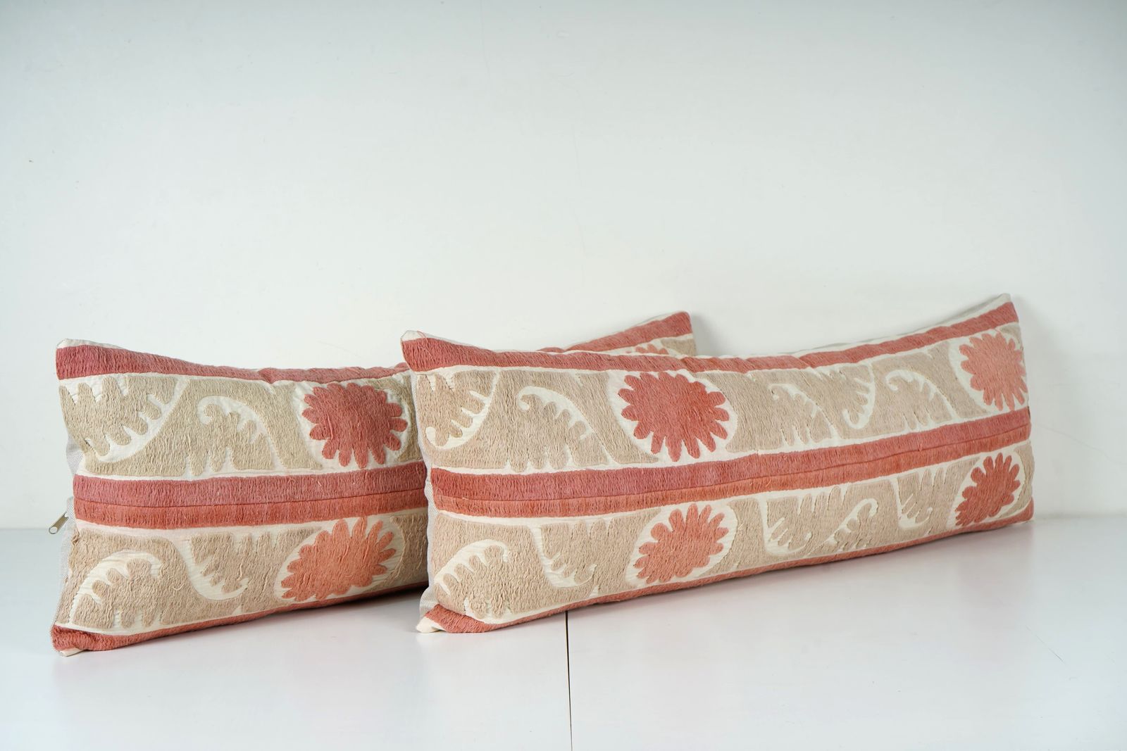 Handmade Suzani Lumbar Pillow Cover Set – Embroidered Turkish Cushion photo furniture