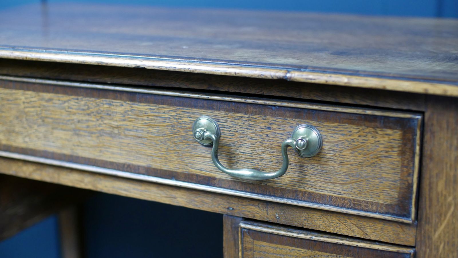 George III Oak Banded Lowboy Side Console Hall Table photo for sale