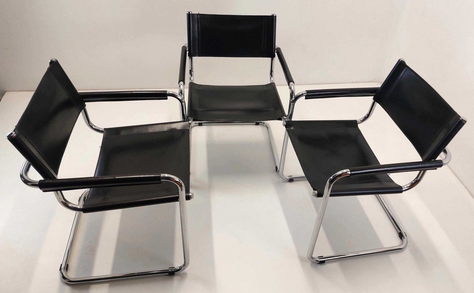 1 Of 3 Mart Stam Leather / Seating / Dining Chairs / Model S34 / Italy / 1970s photo vinterior