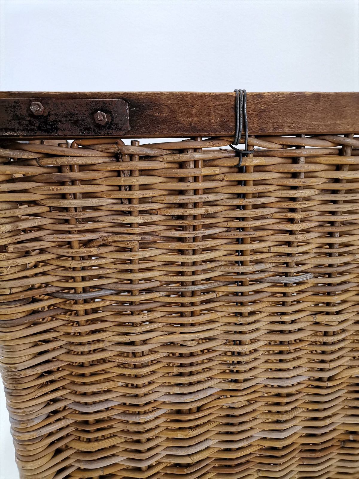Large Wicker Trolley On Wheels / Industrial Cart From 40s 50s Yugoslavia / Wicker Laundry Trolley photo buy