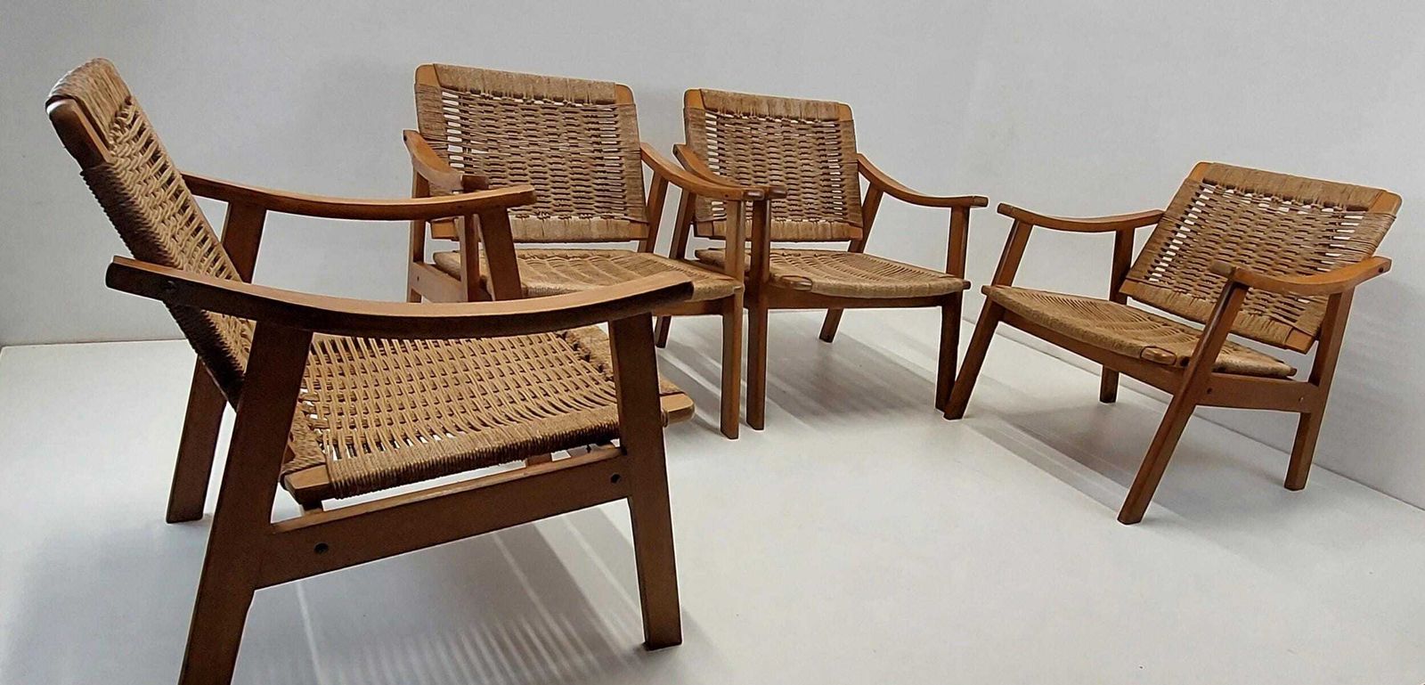 Danish Modern Rope Arm Chair 2 Pcs! / Mcm / 1960s / Style Of Hans Wegner/ Mid Century Modern Chair photo buy
