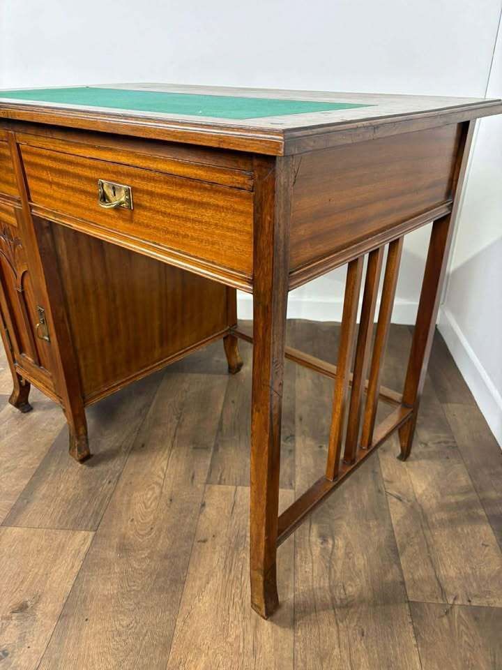 Furniture Art Nouveau Mahogany Kneehole Desk photo