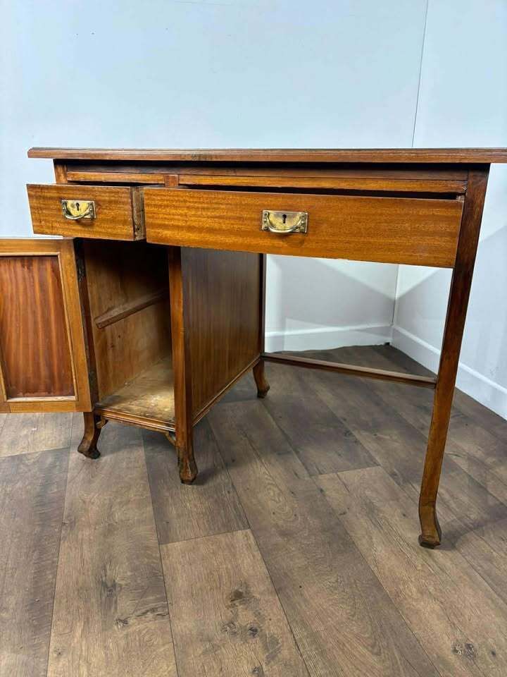 349.0 Art Nouveau Mahogany Kneehole Desk photo