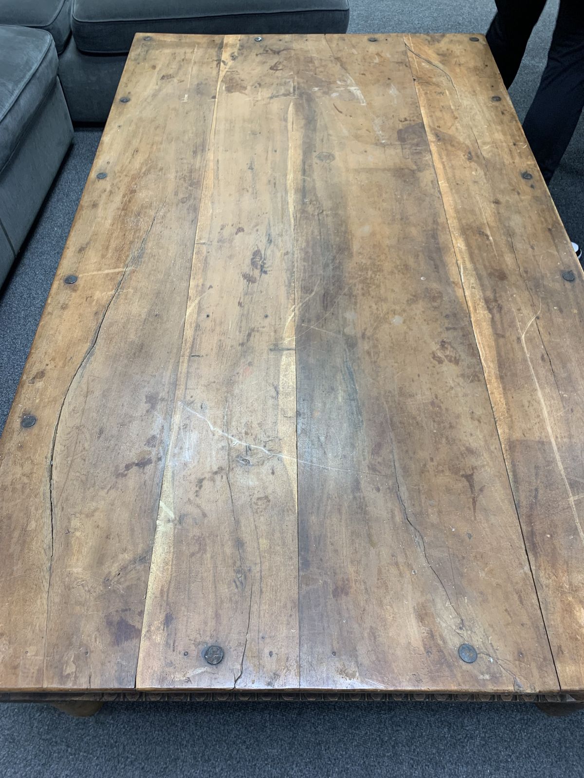 Exceptional 7ft Antique Indian Takhat Merchant’s Table – Late 19th Century Rajasthani Architectural Statement Piece photo Furniture