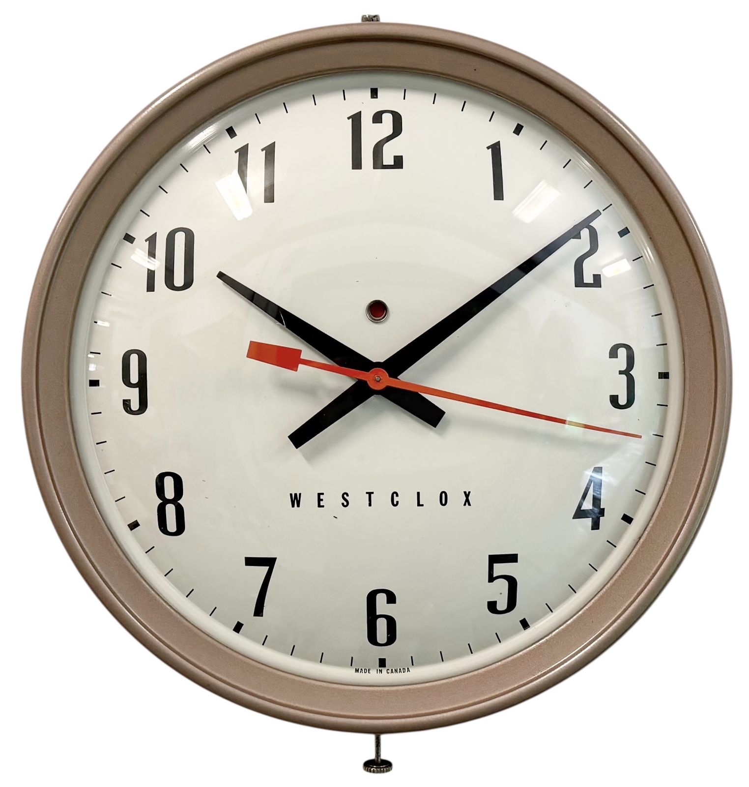 Brown Industrial Electric Station Wall Clock From Westclox , 1960s