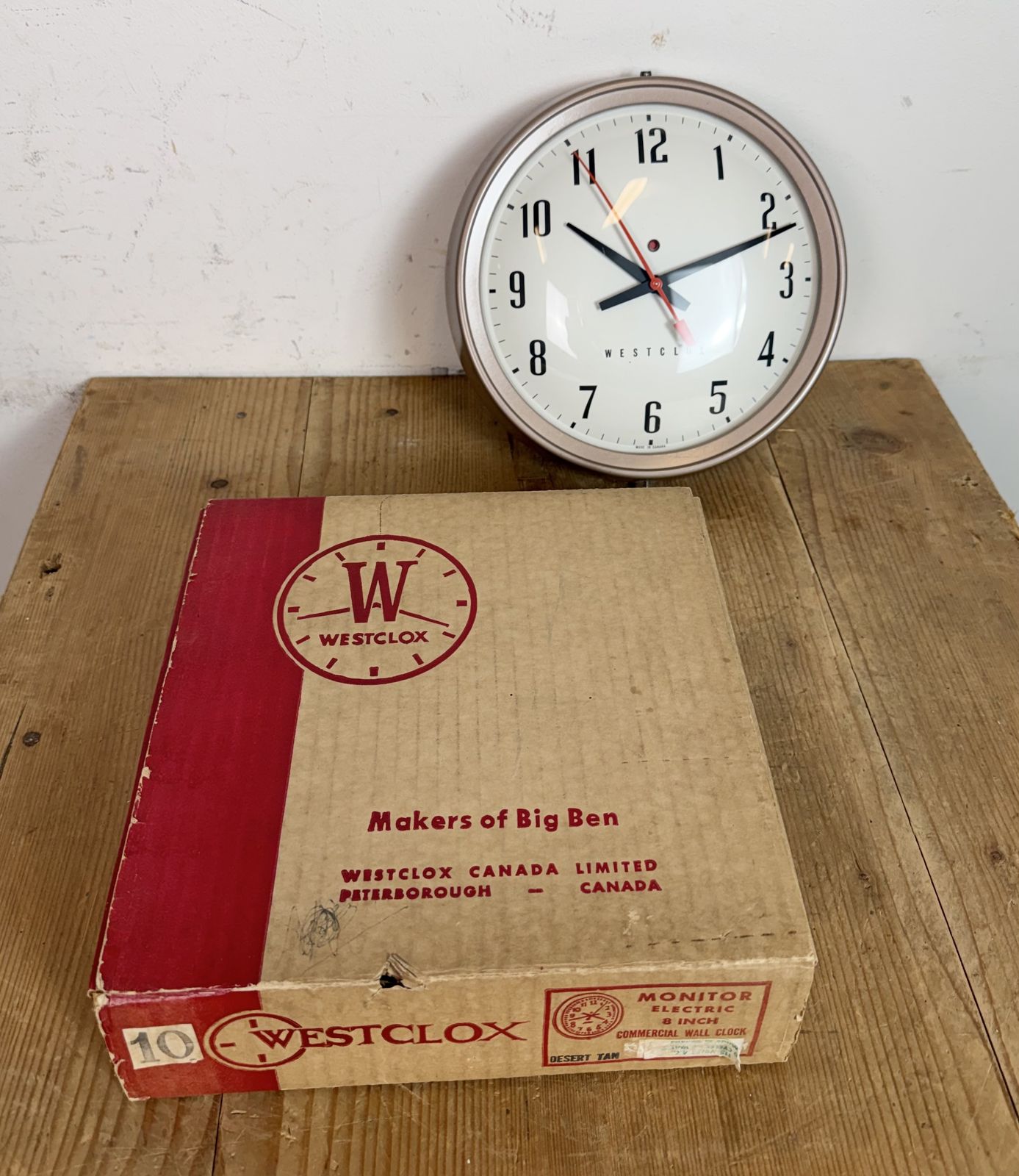 Home Decor Brown Industrial Electric Station Wall Clock From Westclox , 1960s photo