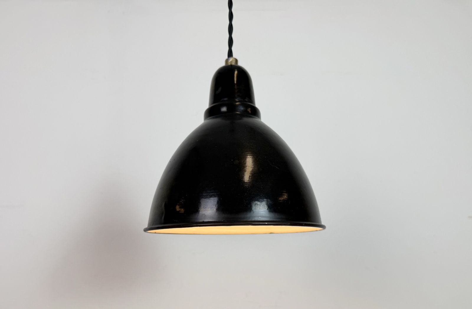 photo furniture Small Industrial Black Enamel Ceiling Lamp, 1950s, 2x