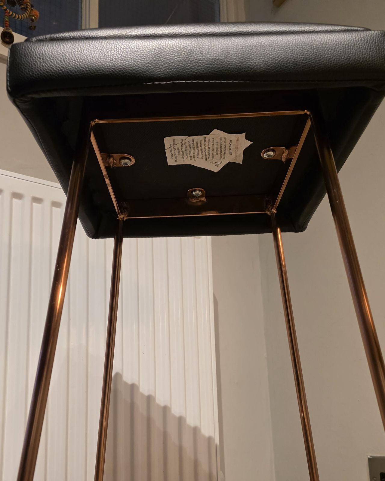 Retro Bar Stool With Square Wraparound "Hairpin" Legs And Leatherette Upholstery photo vinterior