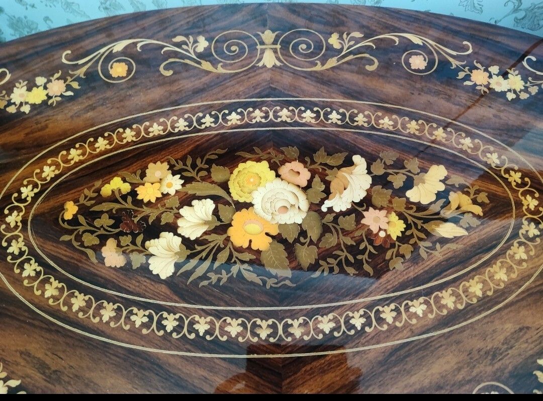 Meticulously Inlaid Italian Oval Coffee photo buy
