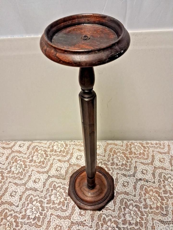 Antique Plant Candle Or Smoking Stand Wooden Ash Tray photo furniture