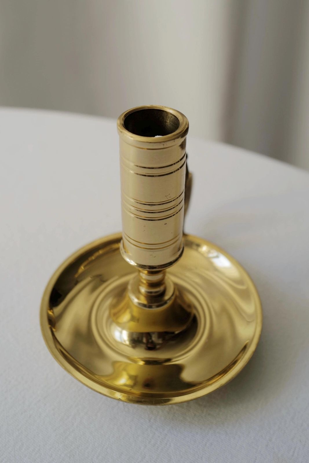 Vintage Brass Chamberstick Candle Holder With Handle   Made In France photo Home Decor