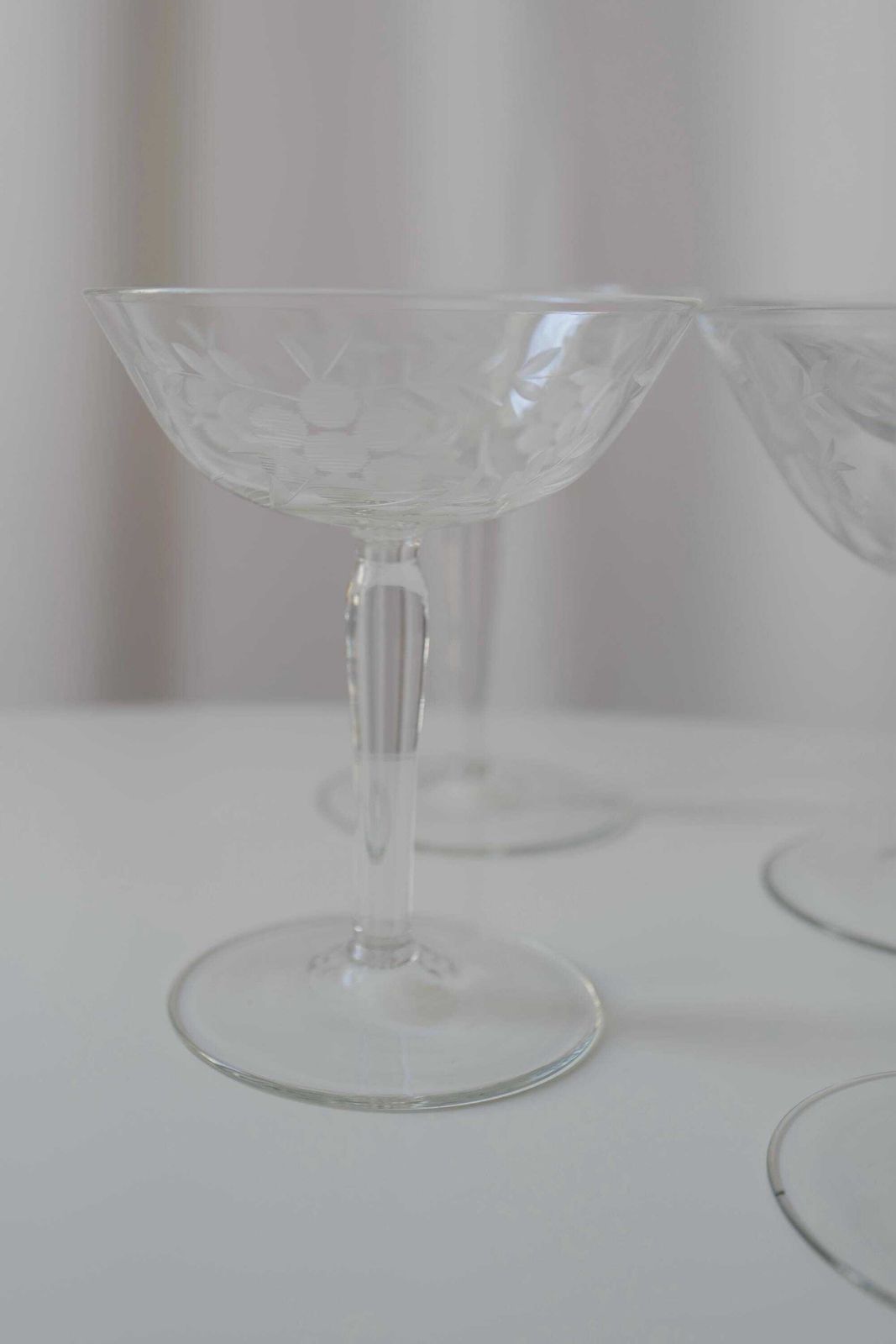 5 Vintage Crystal Glass Champagne Coupes. Mother's Day Gift @ Medowski Paris photo 283.0